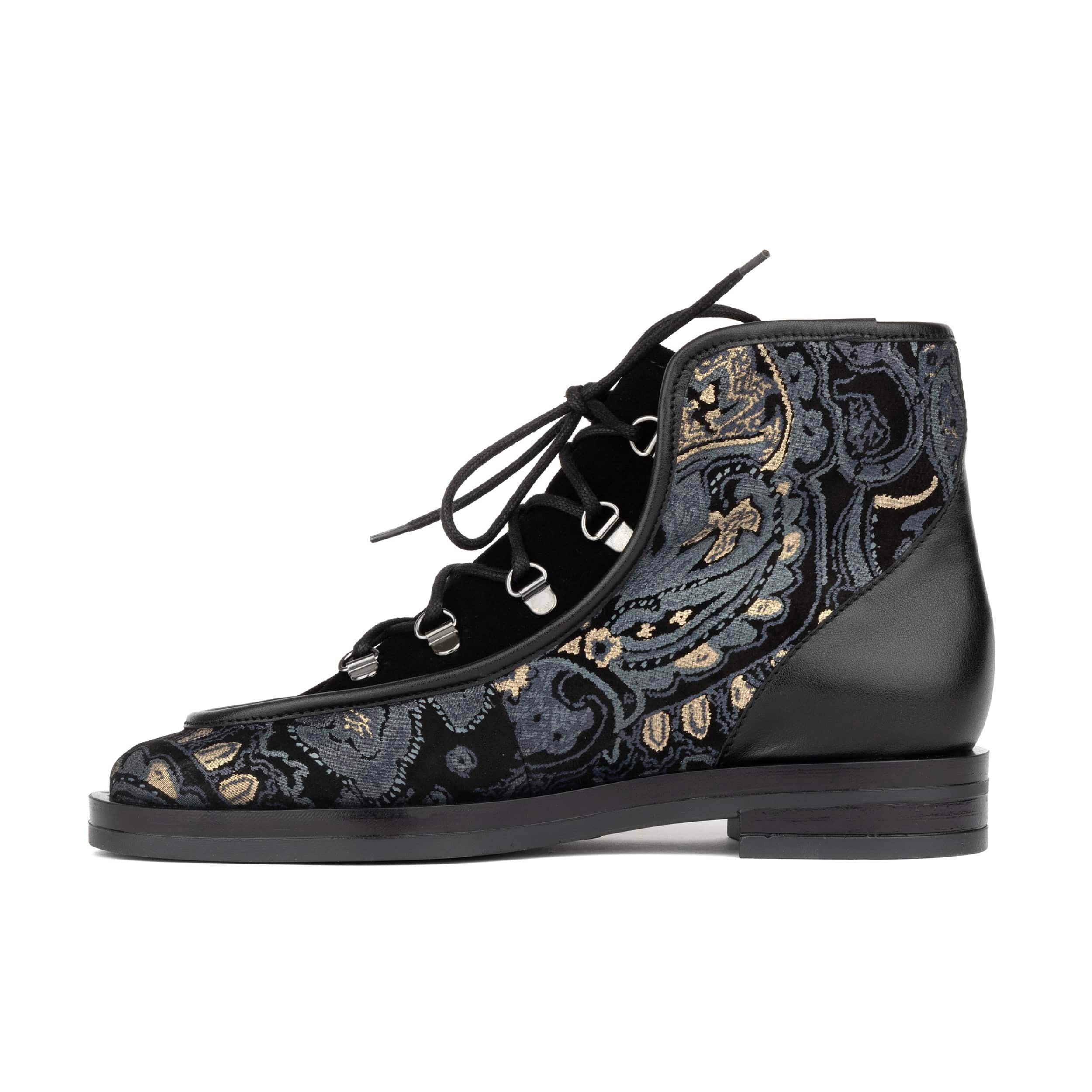 Hedera - Black & Grey & Gold - Women's Suede Alpine Boot