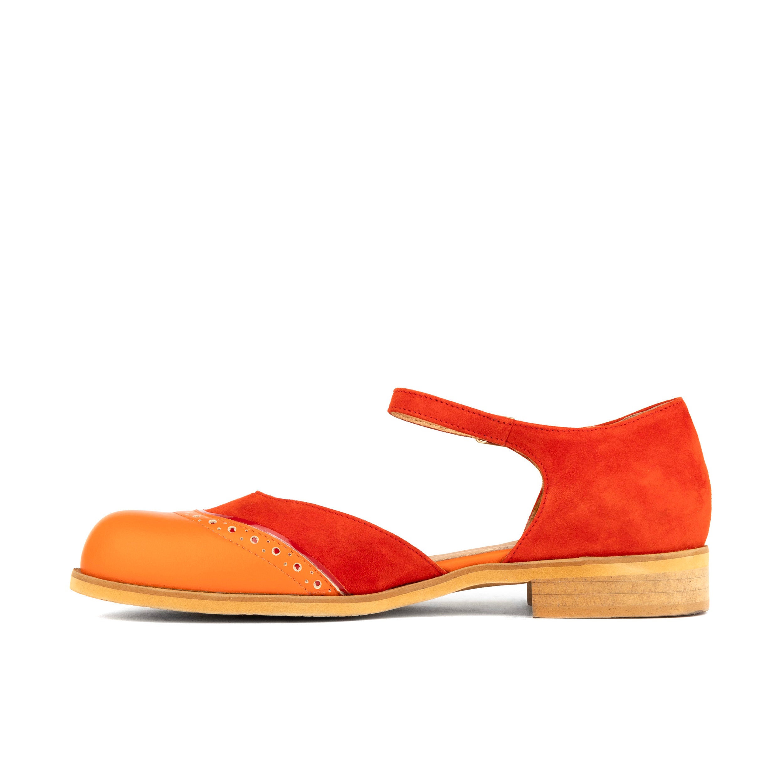 Gigot - Red Multi - Women's closed heel round toe leather flat sandal