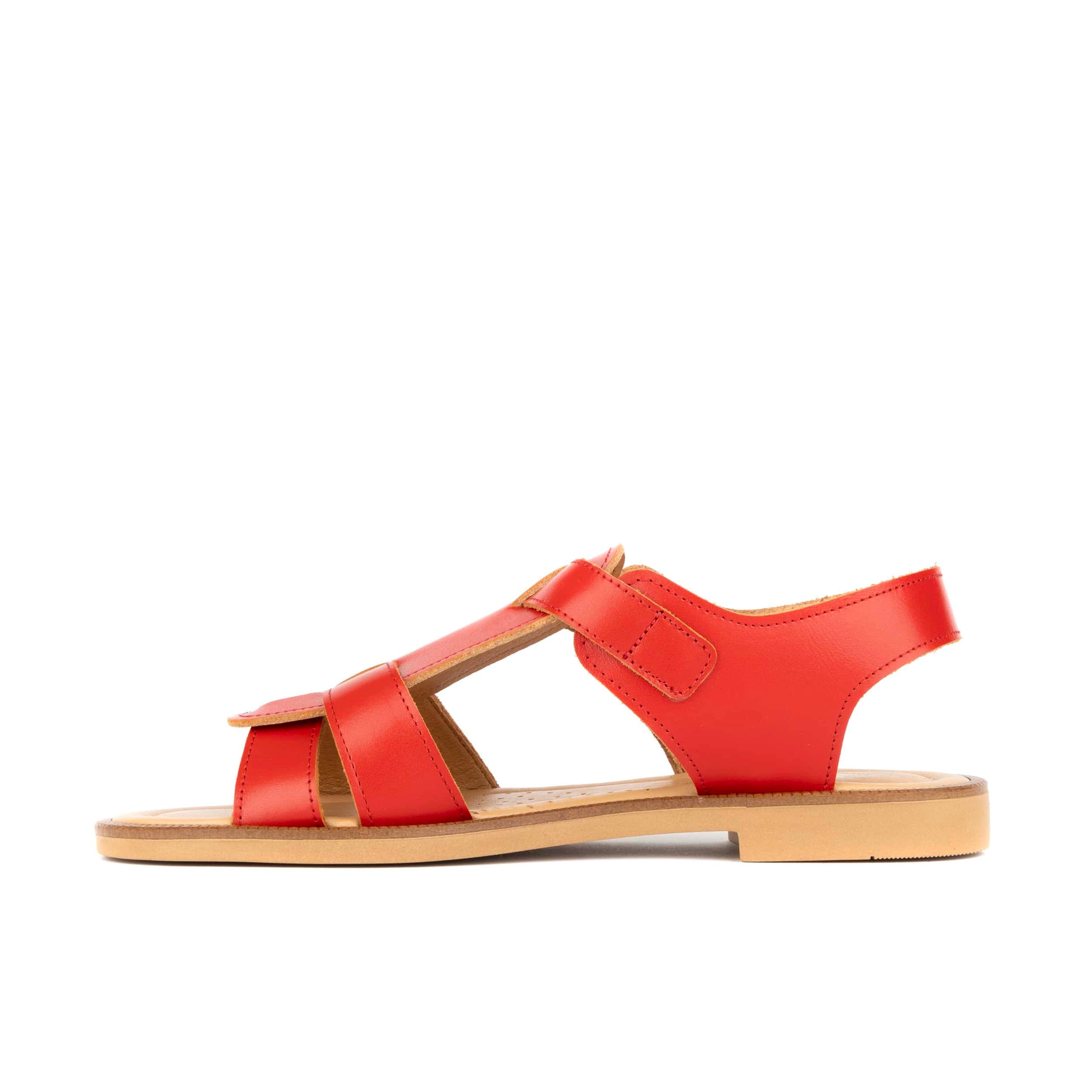 Fiona - Red - Women's Leather Gladiator Strap Sandals