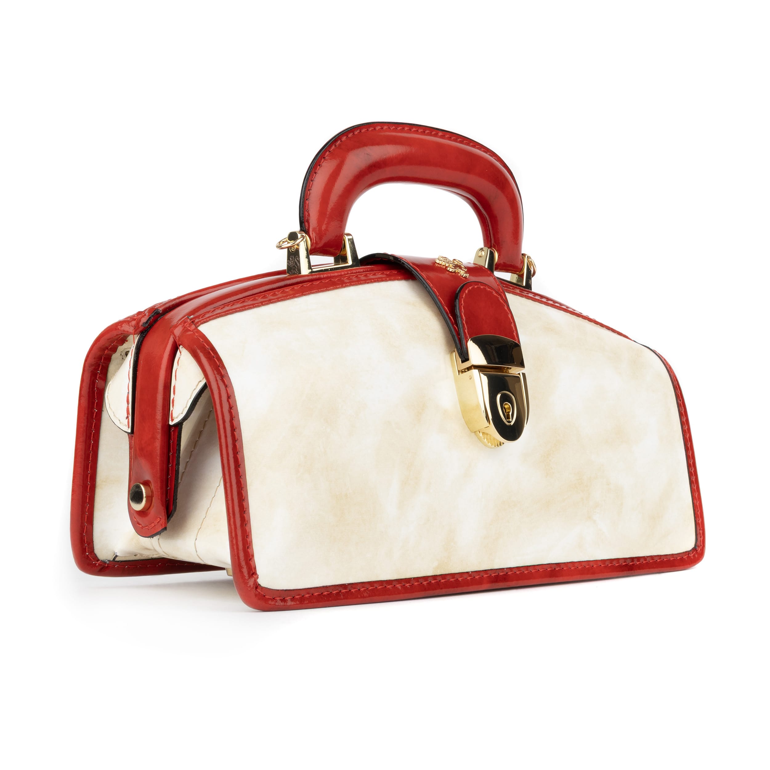 Gazelle - White & Red - Women’s patent leather top handle & crossbody bag