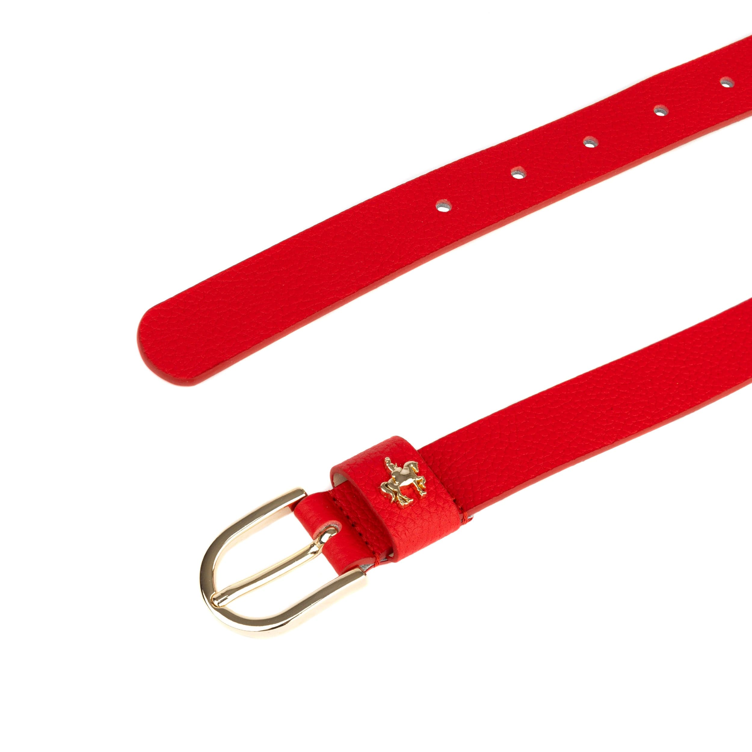 Poppy - Red - Women's elegant Italian leather belt with gold tone buckle