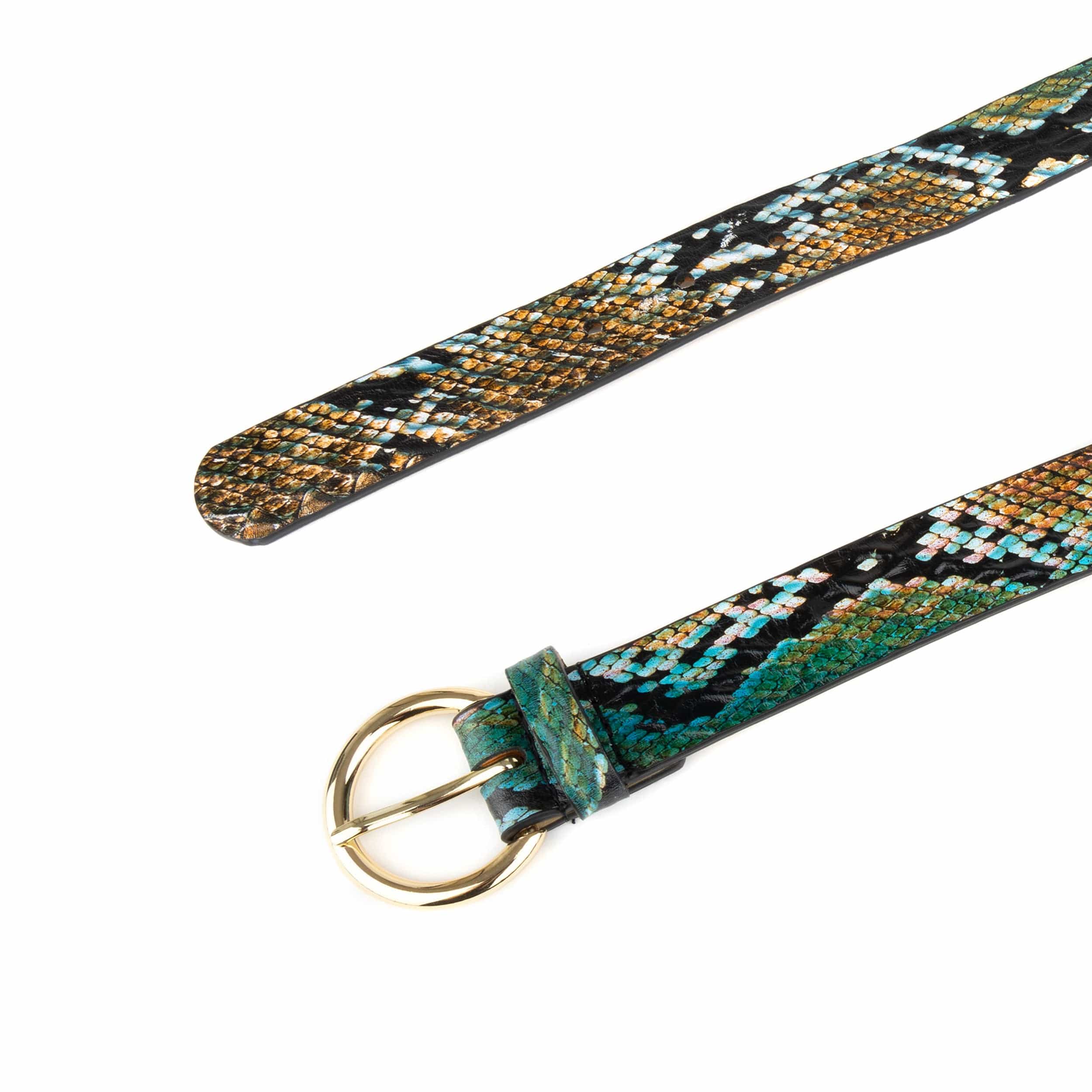 Emma - Green & Brown Snake - Women's Italian leather belt