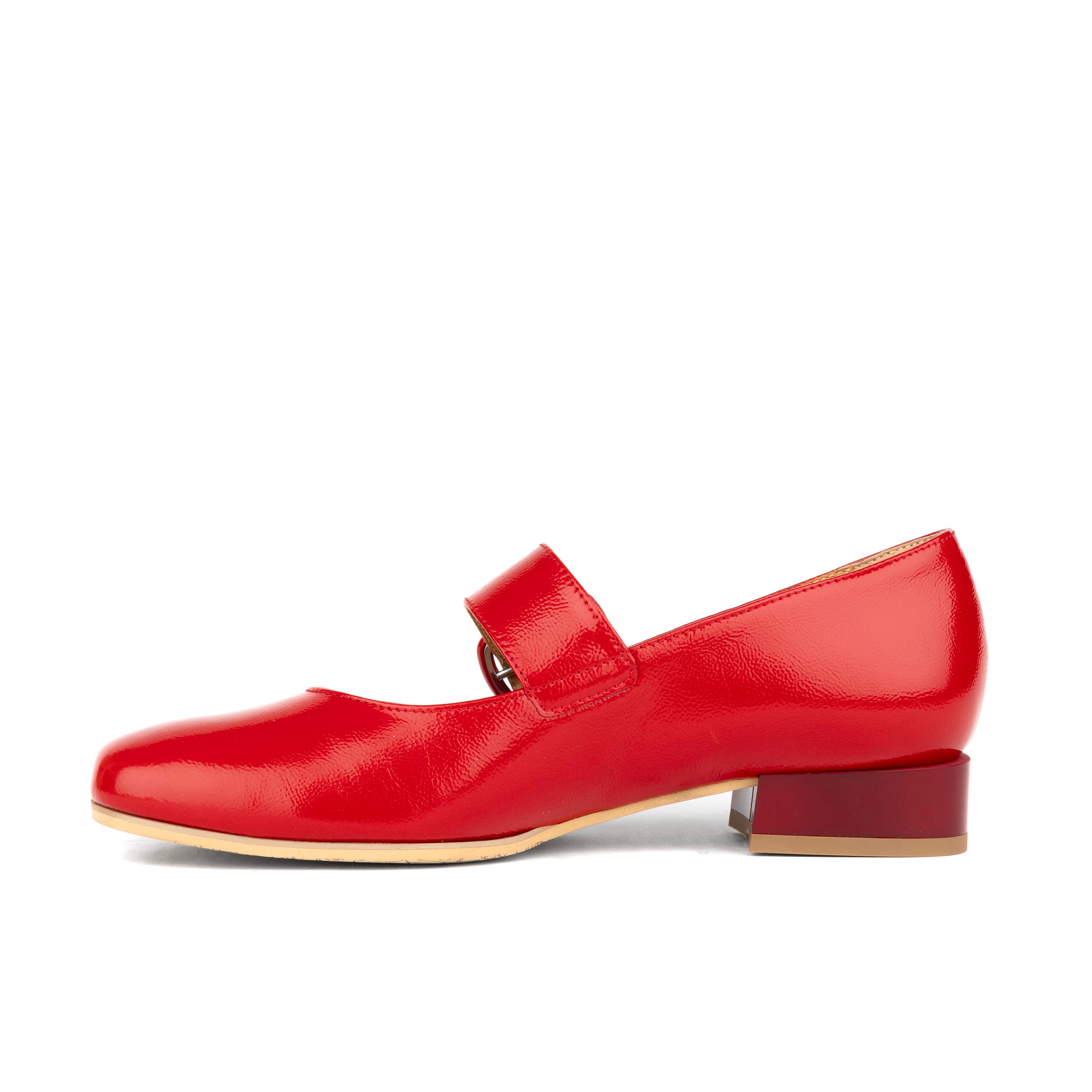 Bliss - Red - Women's block heel square toe patent leather Mary-Jane
