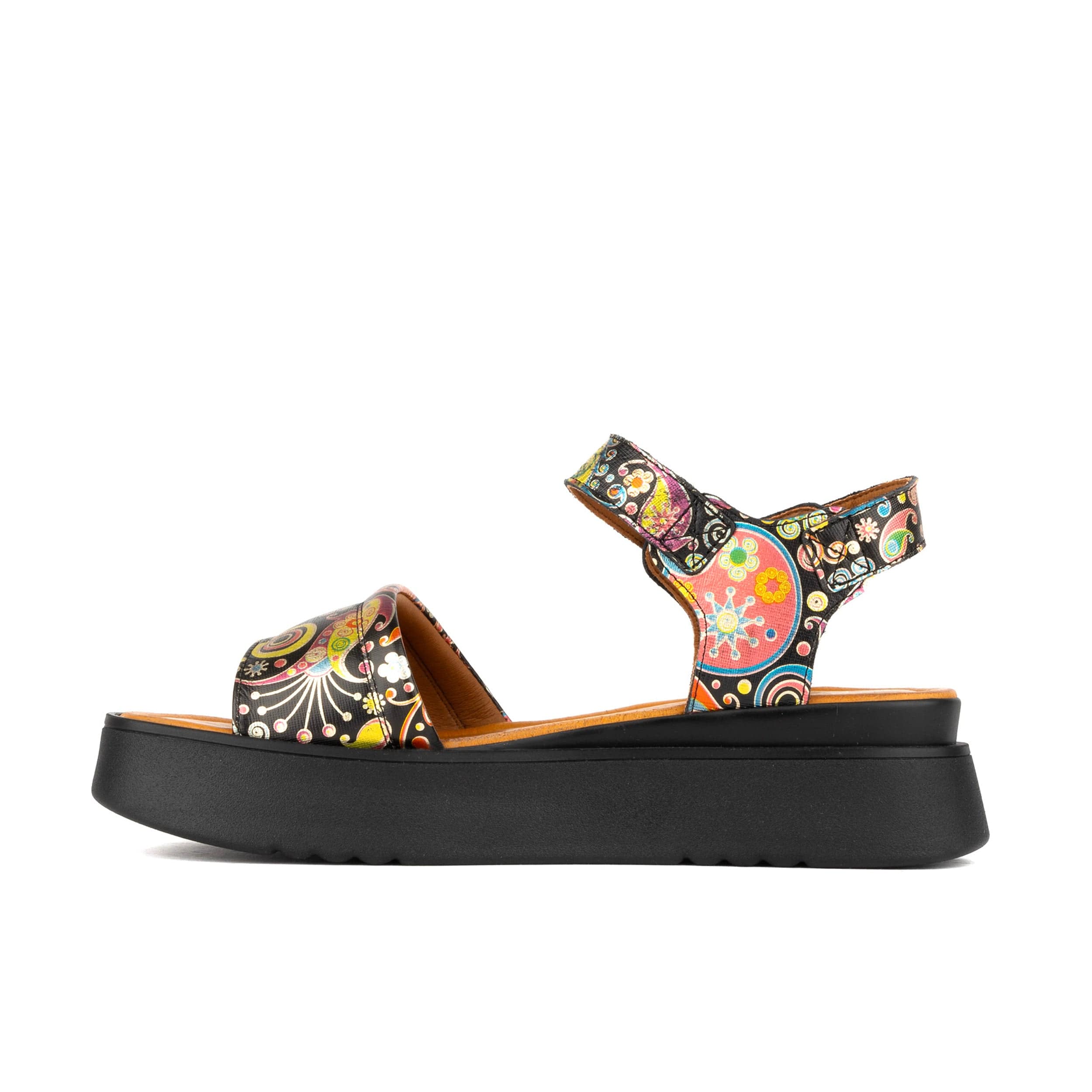 AMALFI - NAVY PINK - Women's 1.3 inch flatform colourful strappy leather sandal