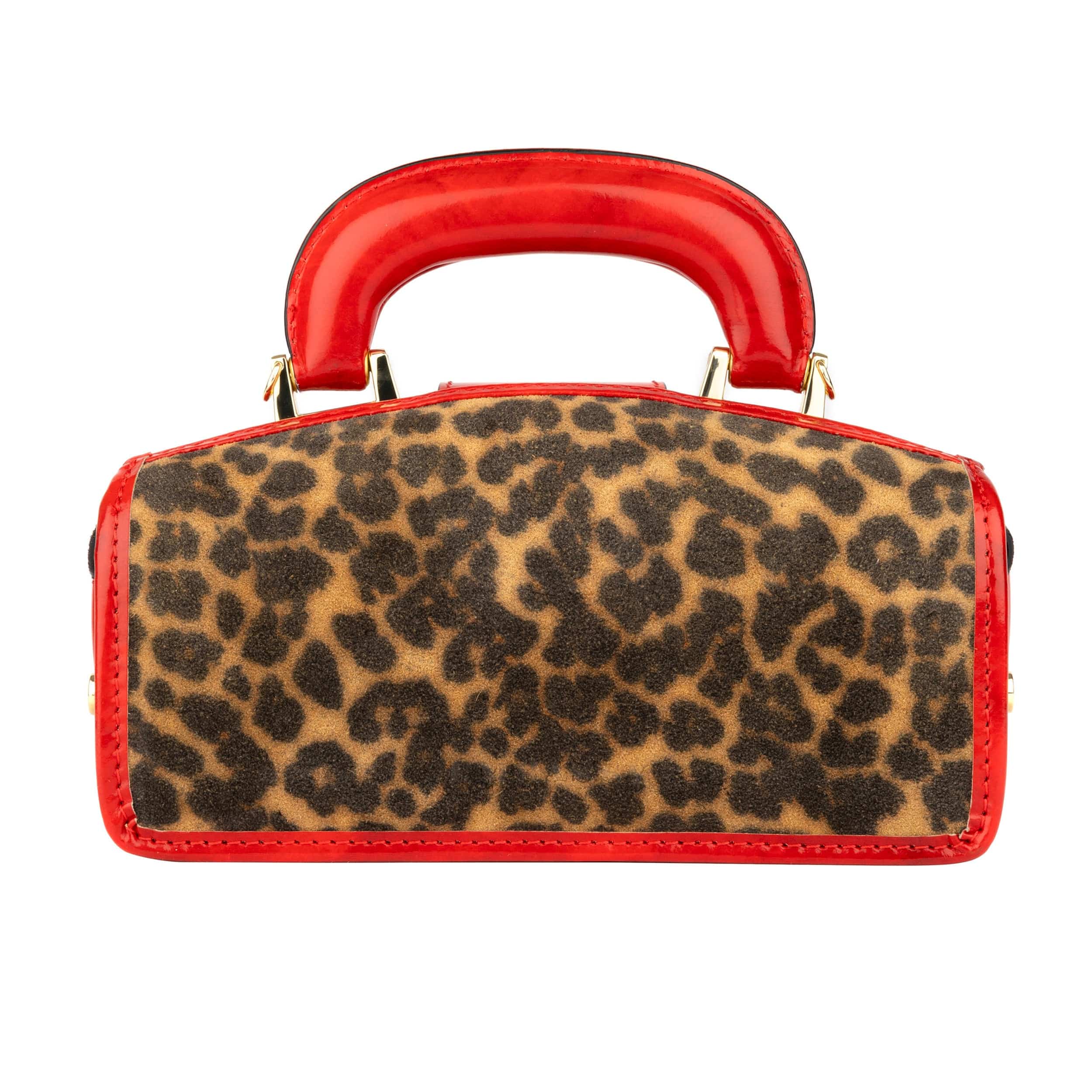Gazelle Mini - Leopard & Red - Women's mini bowling bag with handle and strap