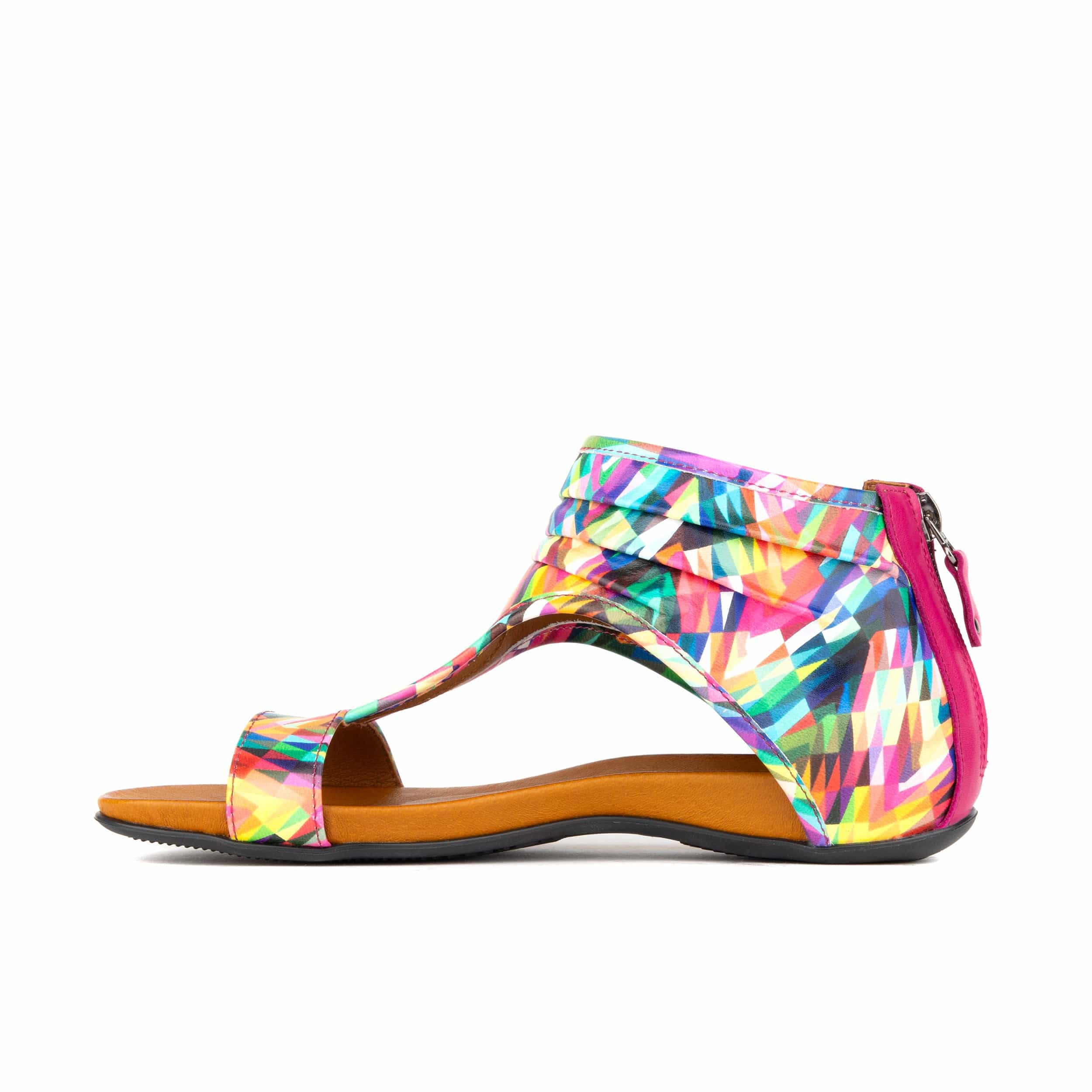 Downtown - Fiesta - Women's flat T-bar sandal with covered heel
