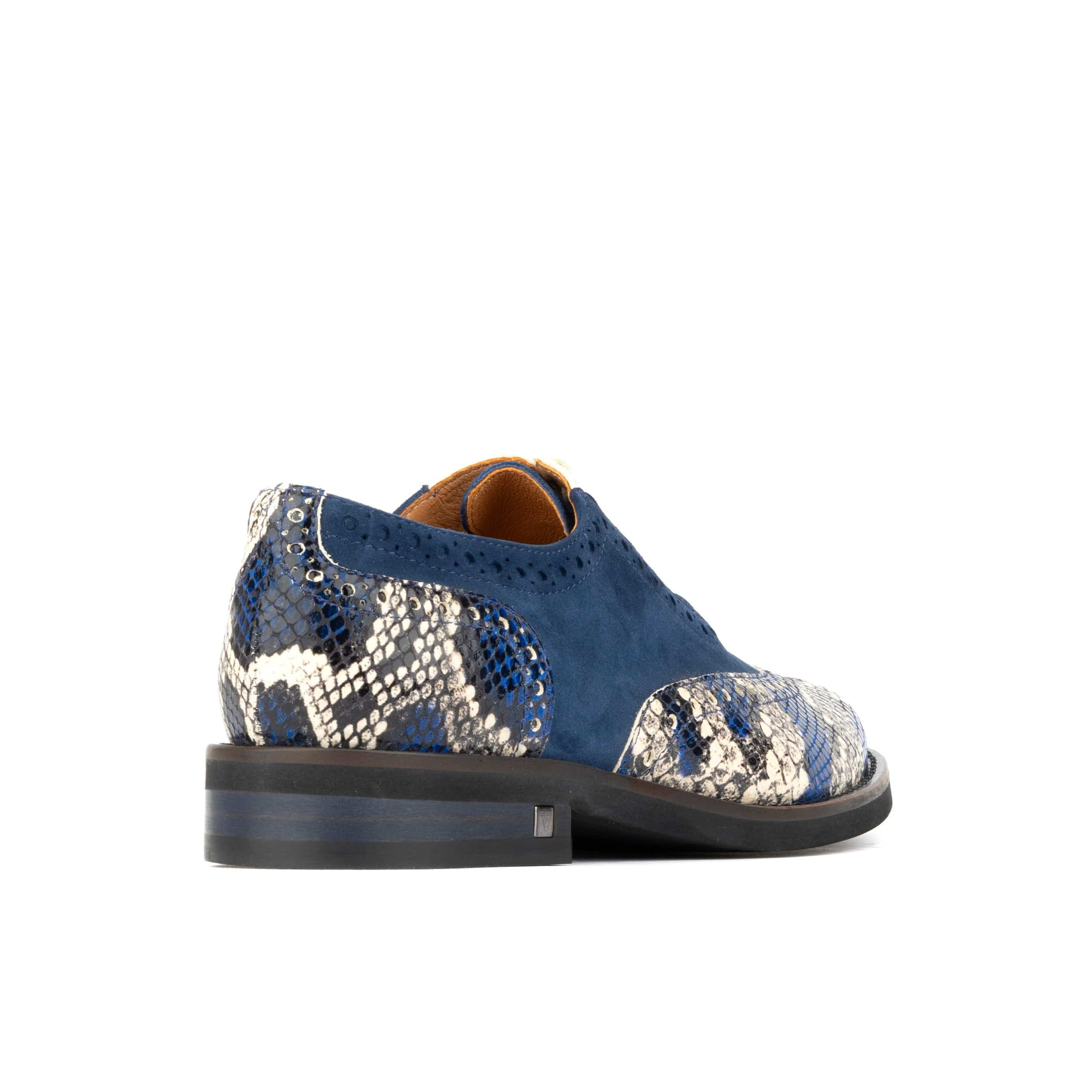Vivienne - Blue Snake - Women's oxford lace-up shoe with brogue details