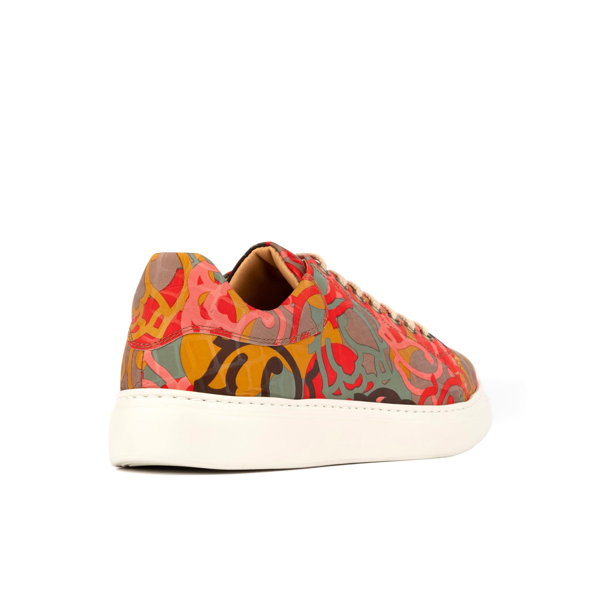 Sun City - Multi Print - Men's white sole trainer in eye catching soft leather