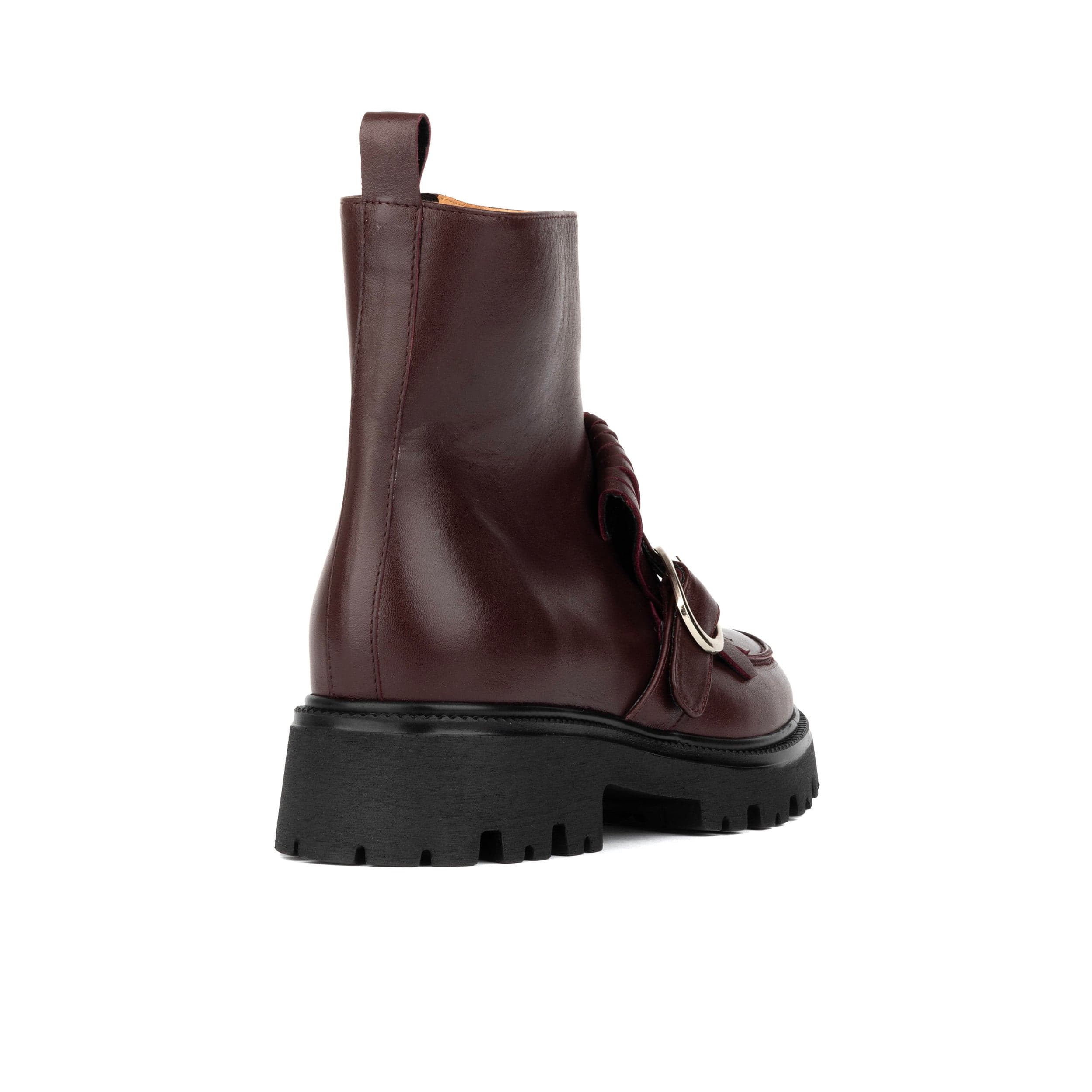 Dominus - Burgundy - Fringed Monk Strap Ankle Boot
