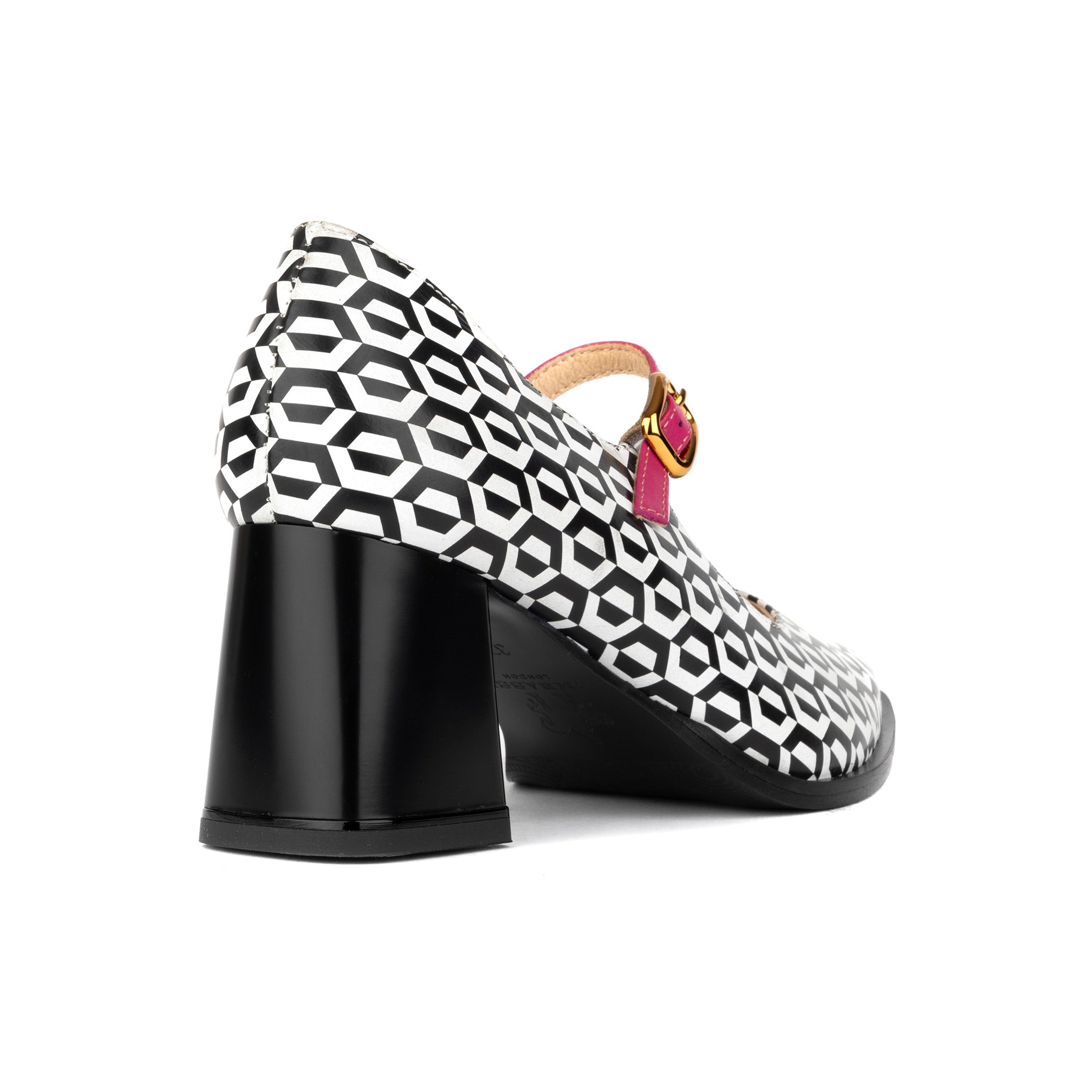 Hyde - Pink & Hexa Print - Women's Leather Mary Jane Pump