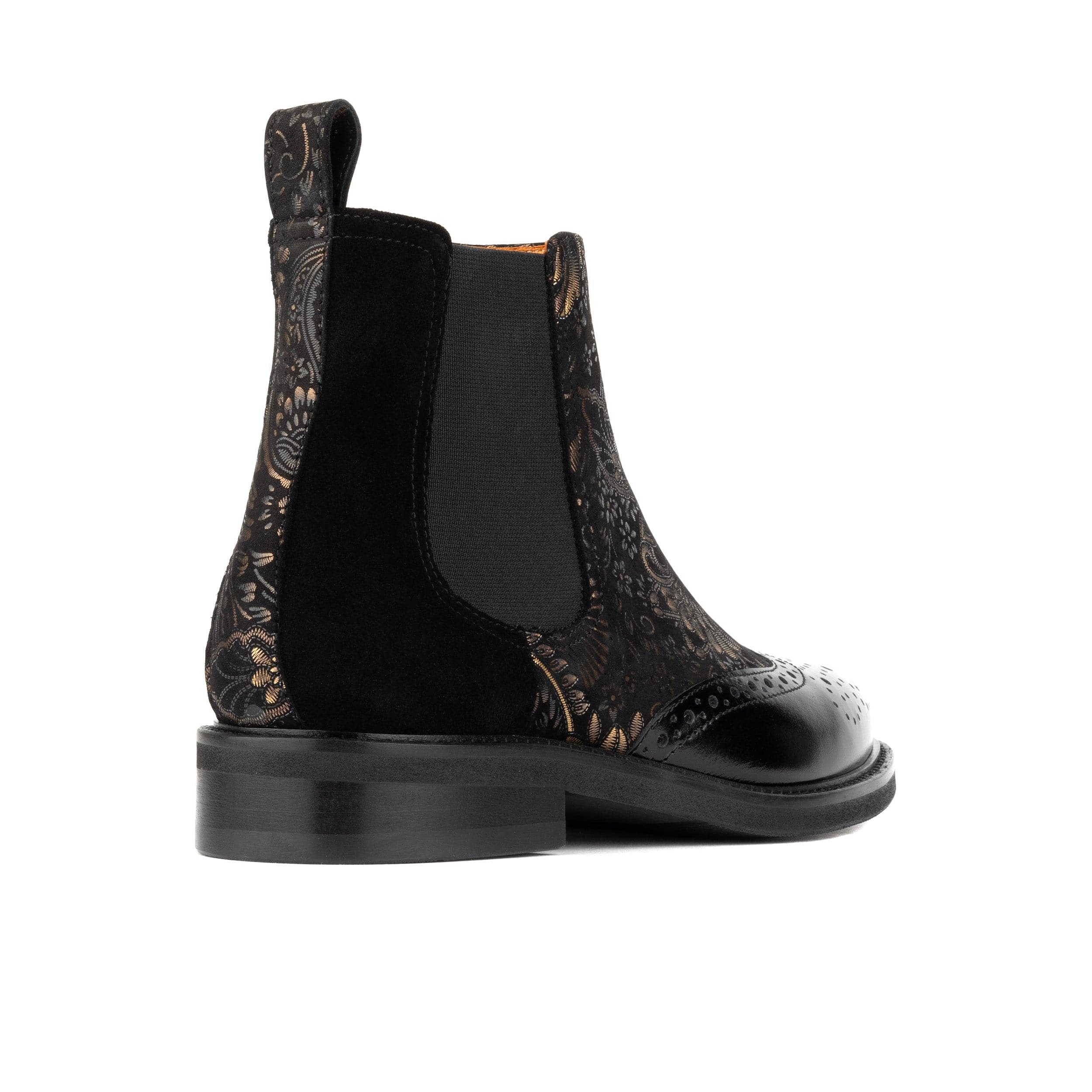 Mamacita - Black Gold - Women's chelsea boot with wingtip brogue detail