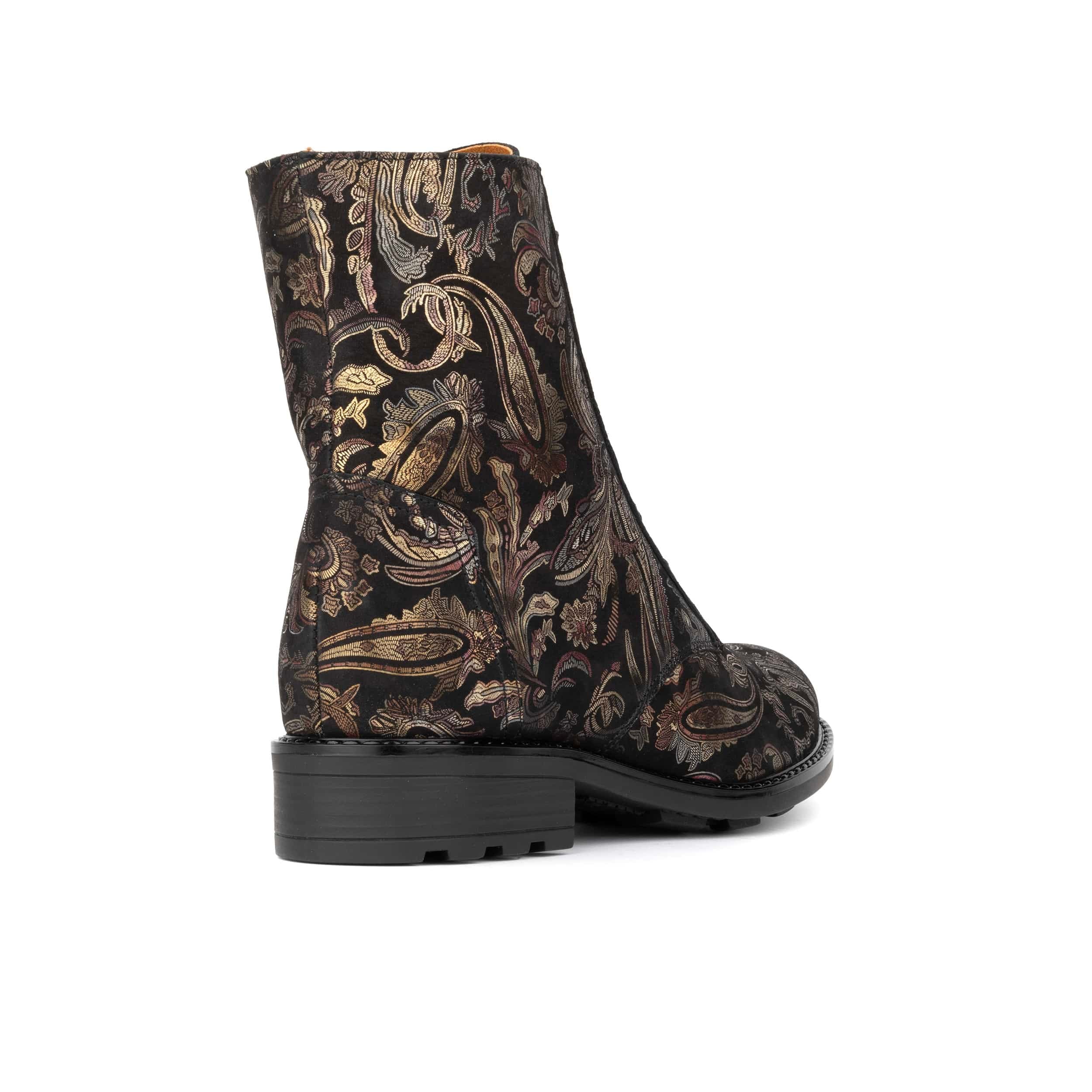 Laviva High - Black & Gold & Burgundy - Women's leather wide-fit high ankle boot