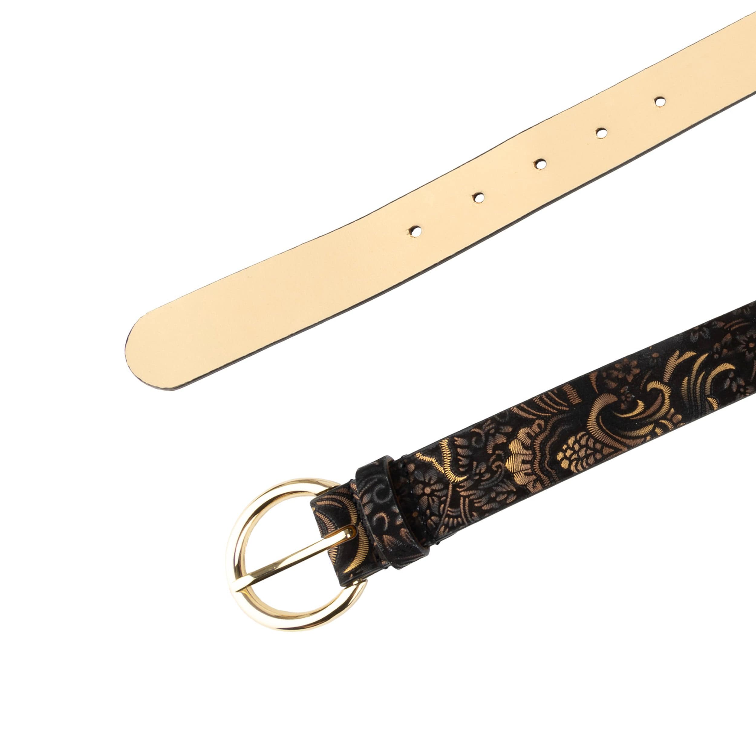 Emma - Black & Gold - Women's Italian leather belt