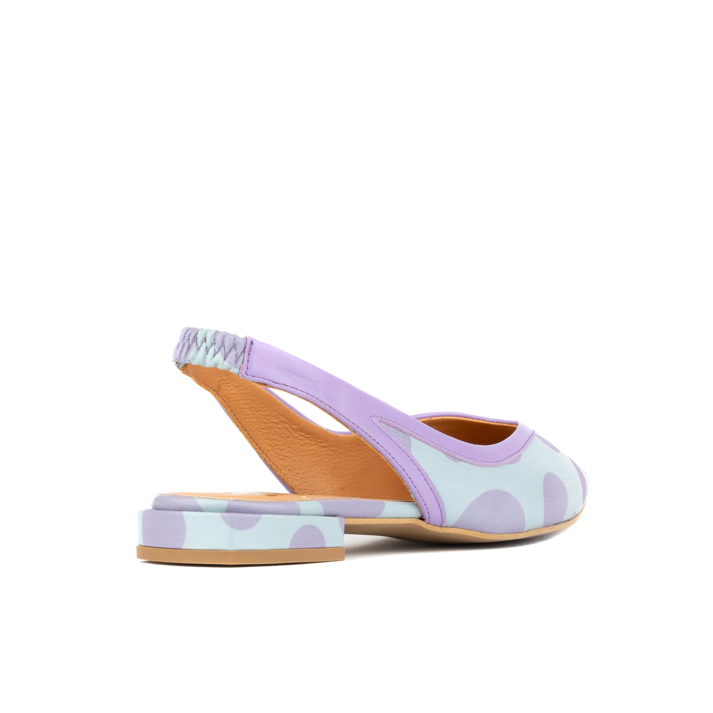 Holly - Pastel Polka Dot - Women's almond closed toe flat leather sling back sandal
