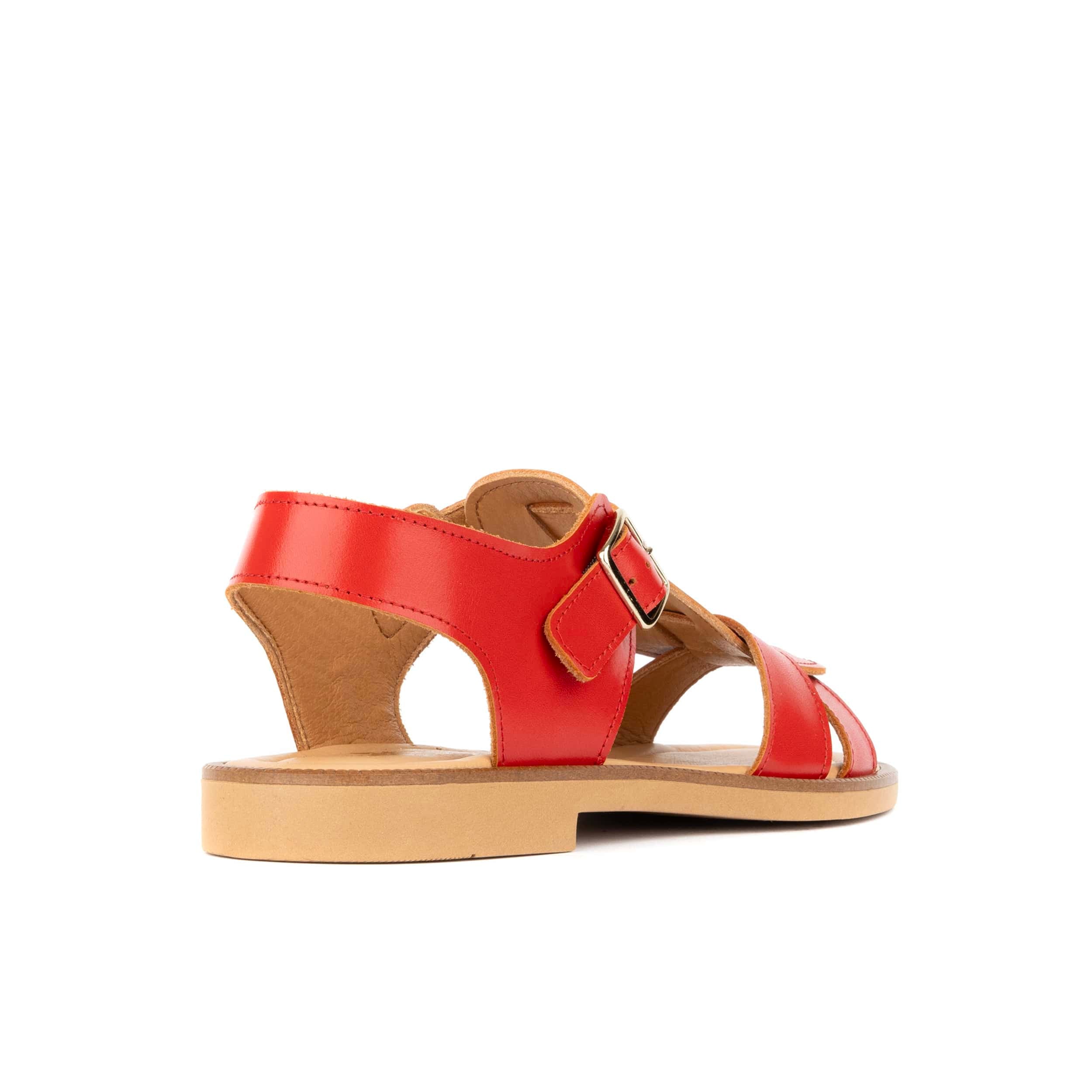 Fiona - Red - Women's Leather Gladiator Strap Sandals