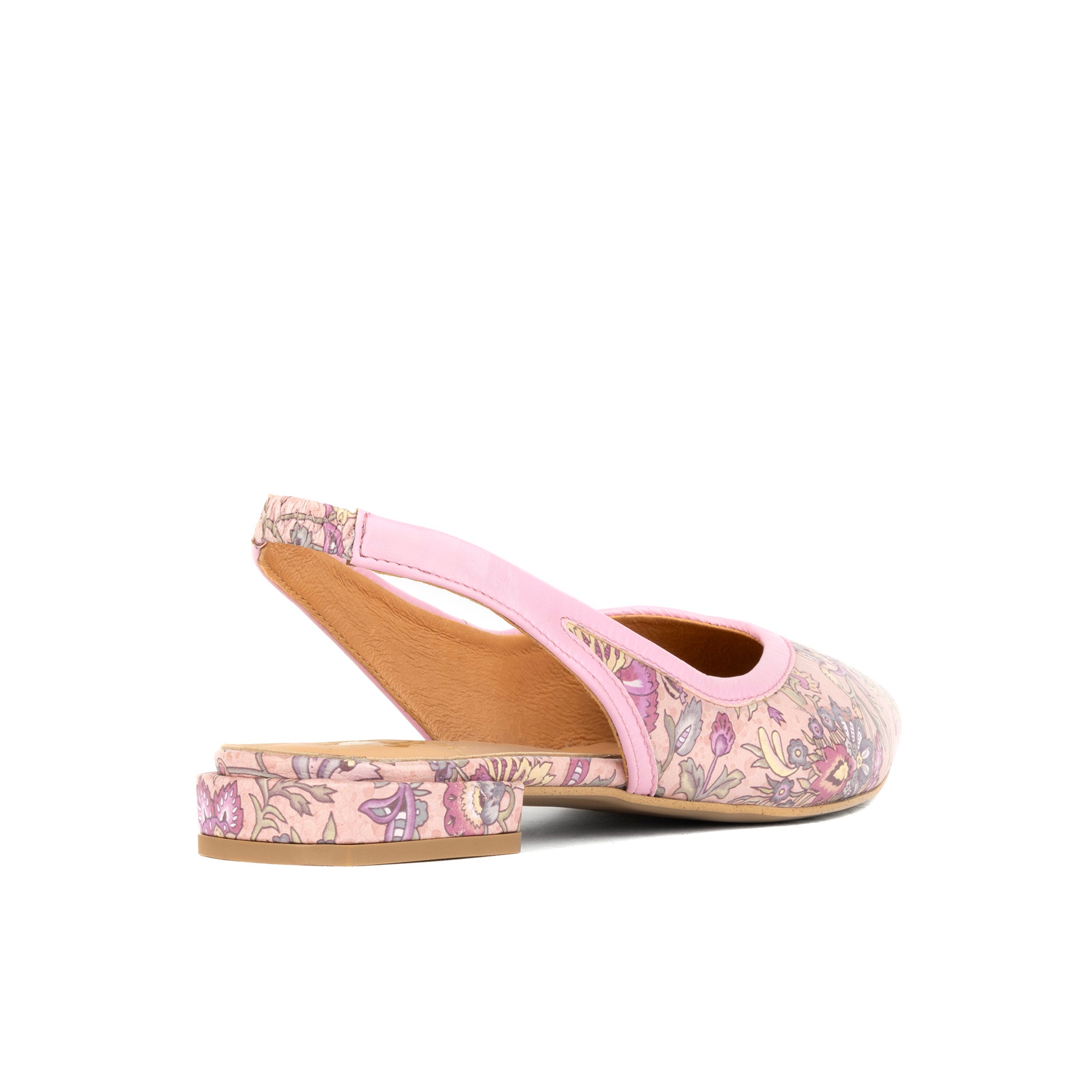 Holly - Pink Paisley - Women's Leather Flat Slingback