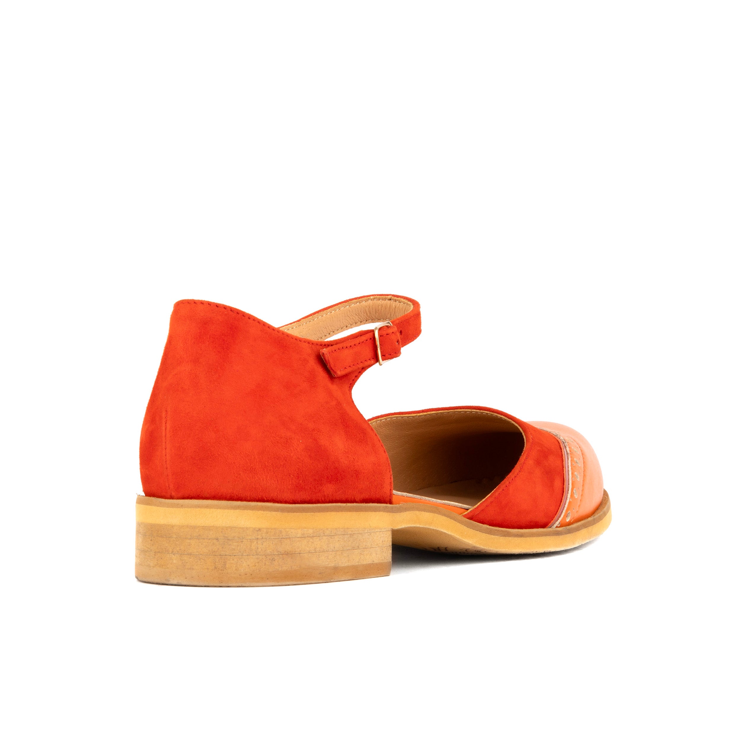 Gigot - Red Multi - Women's closed heel round toe leather flat sandal