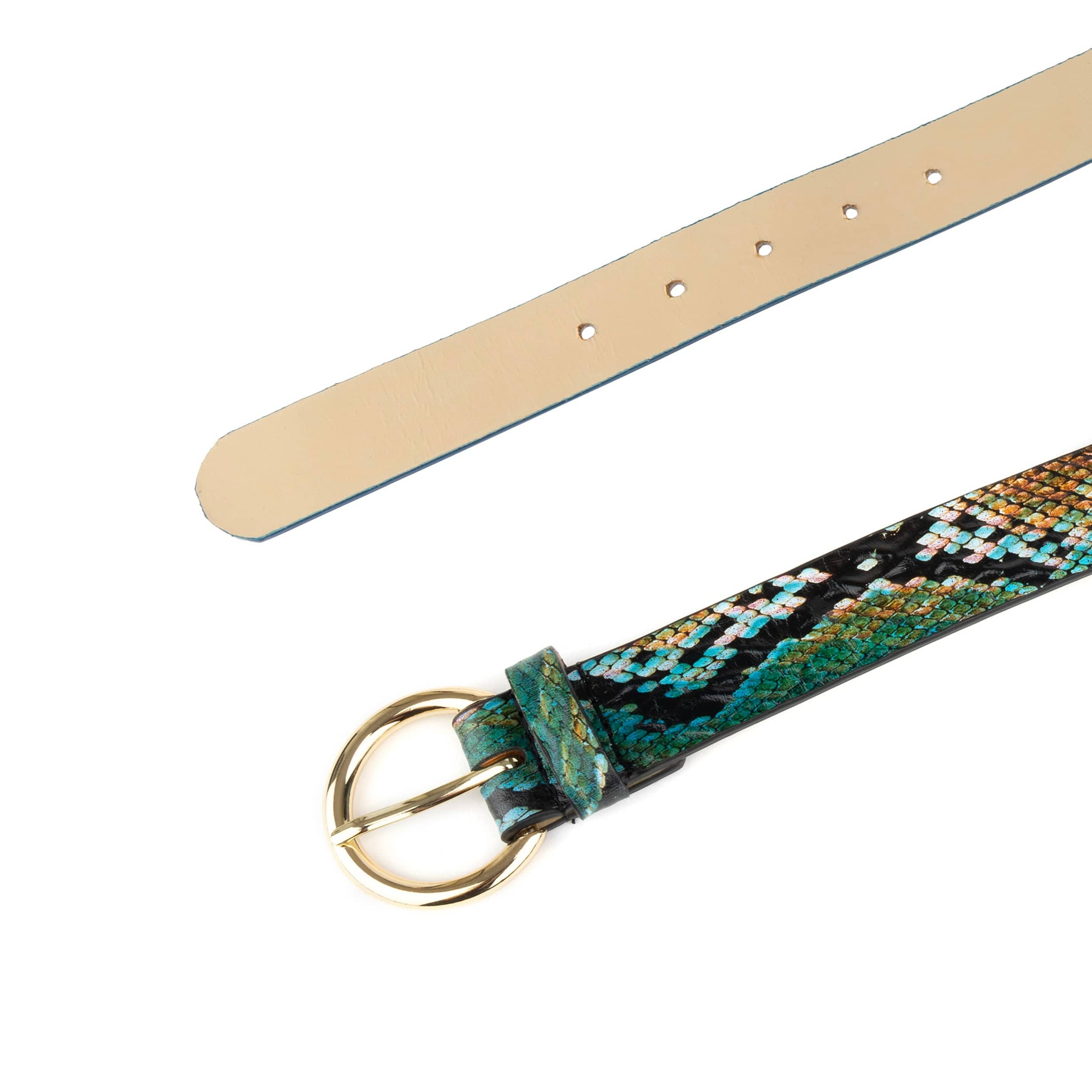 Emma - Green & Brown Snake - Women's Italian leather belt