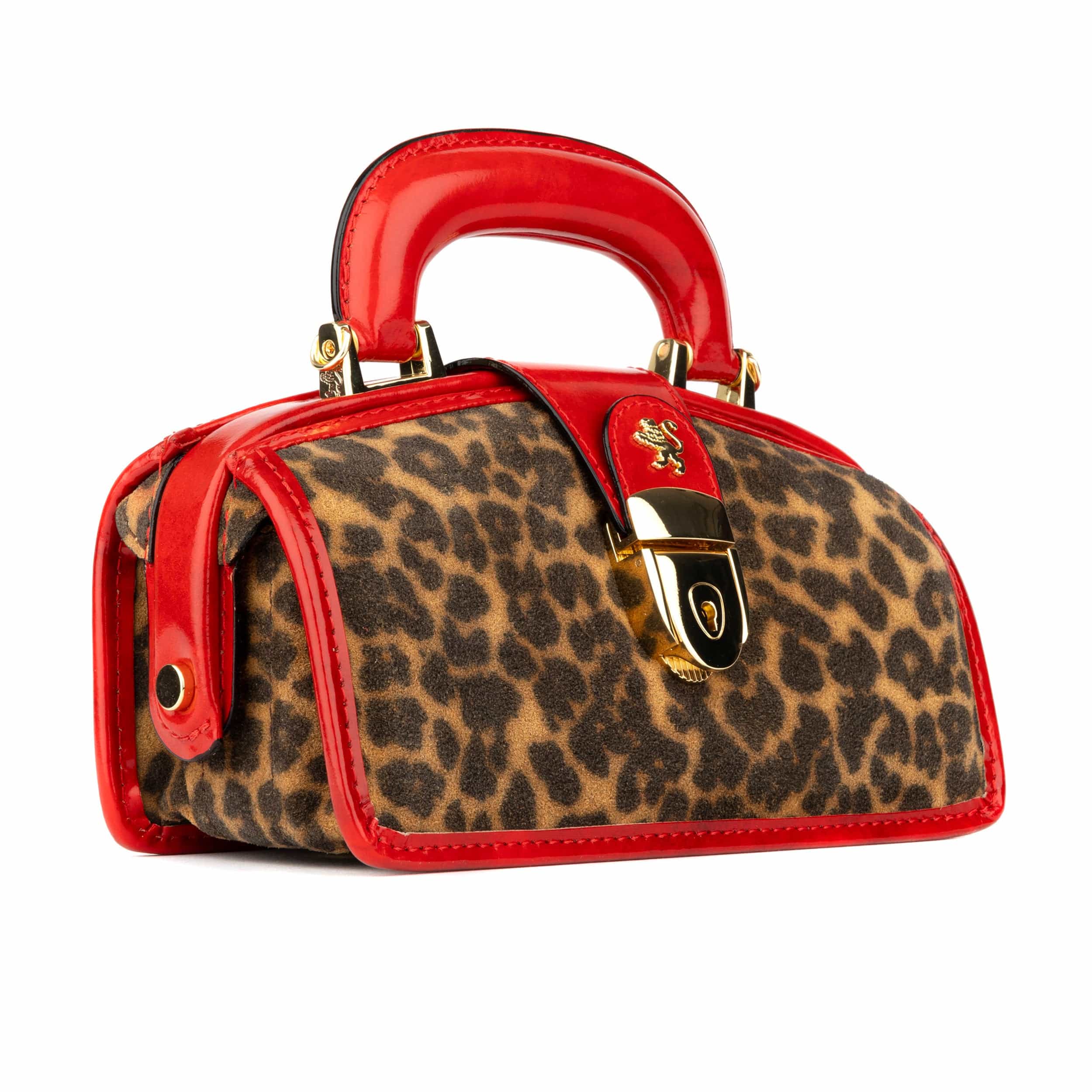 Gazelle Mini - Leopard & Red - Women's mini bowling bag with handle and strap