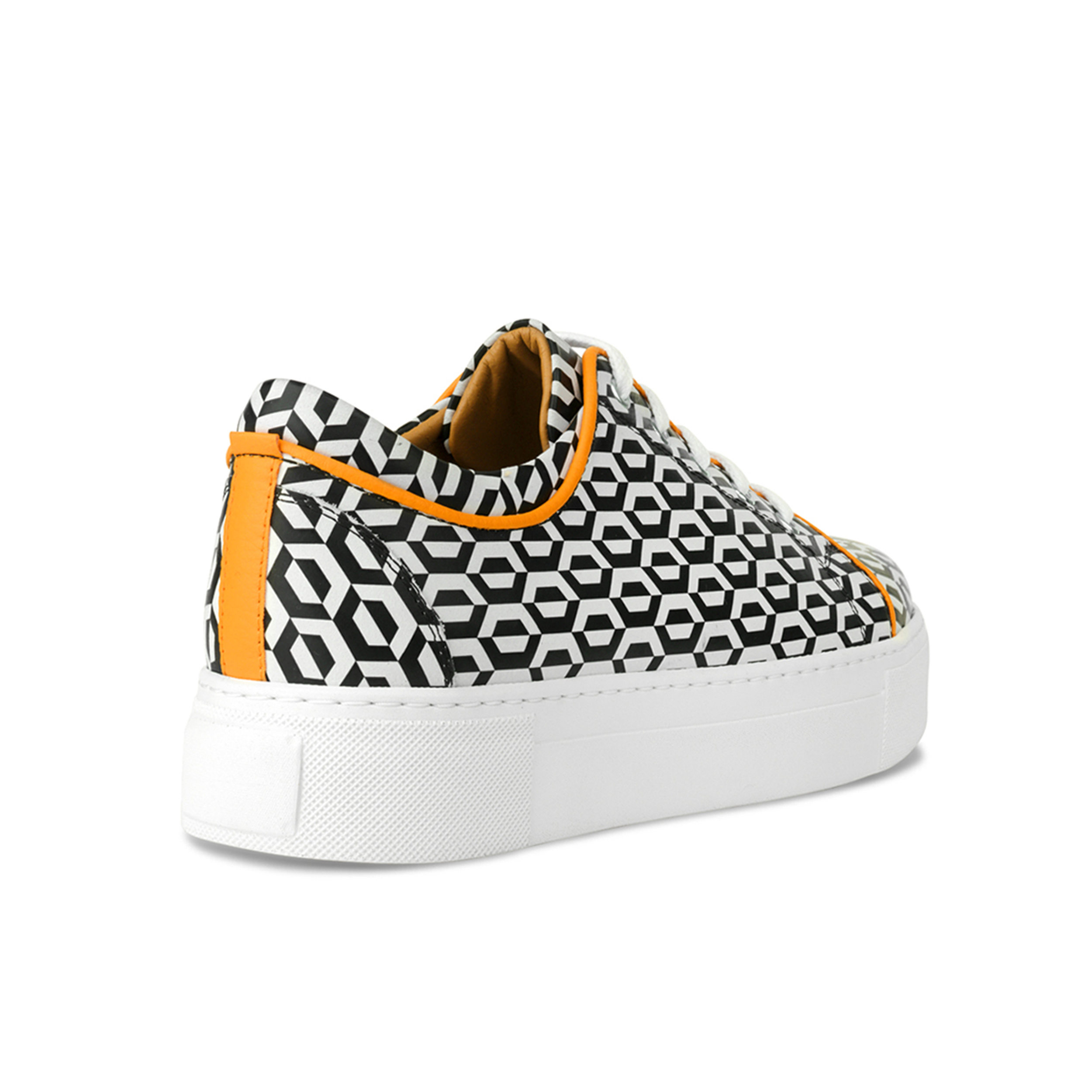 Camila - Orange & Hexa Print - Women’s Chunky Leather Platform Trainer
