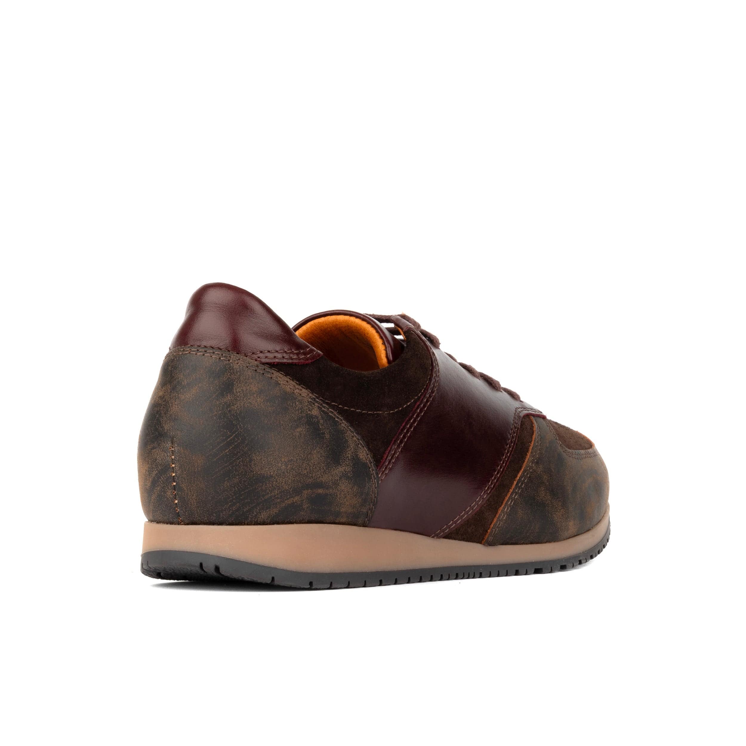 San Francisco - Brown & Burgundy - Men's lace-up leather & suede trainer