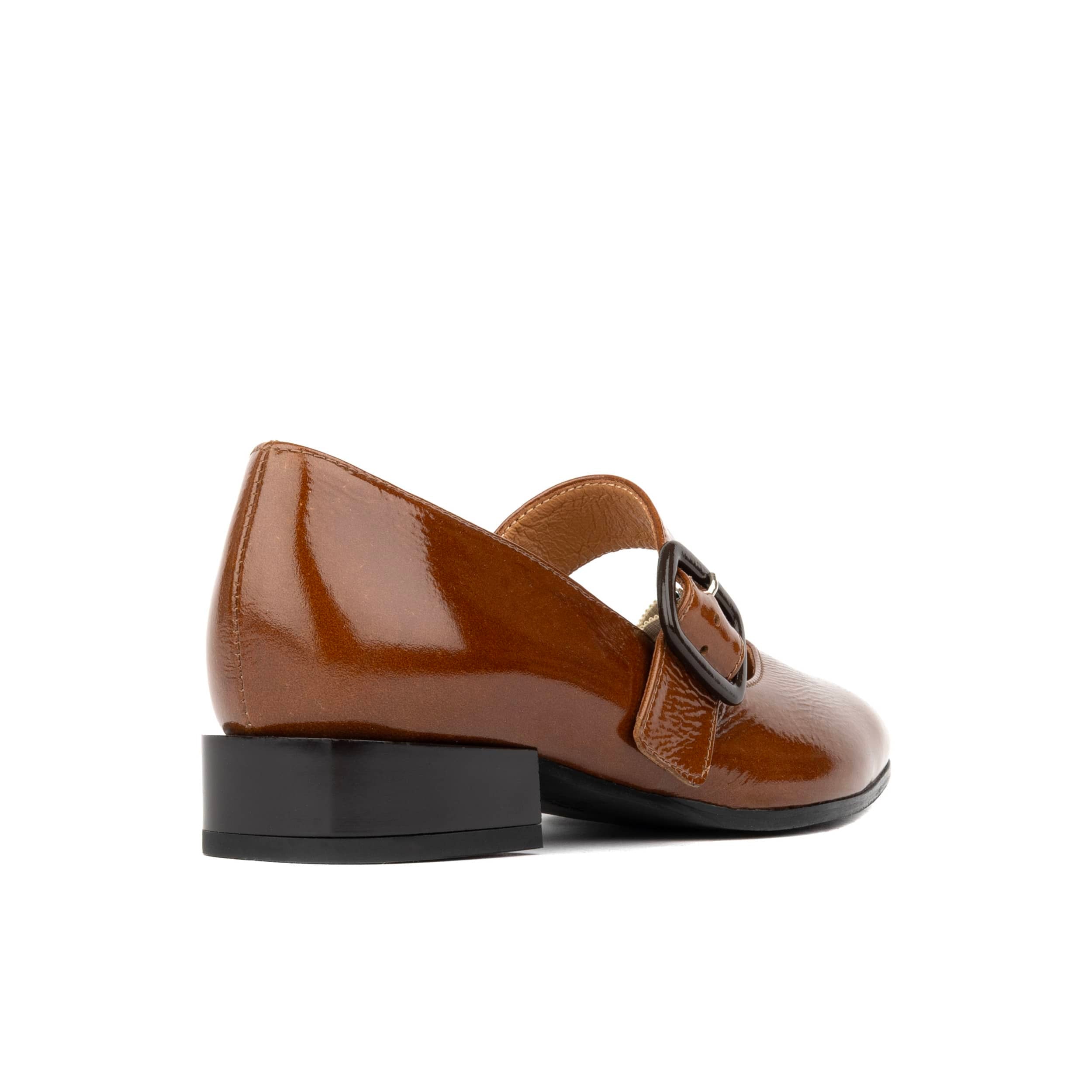 Bliss - Tan - Women's block heel square toe patent leather Mary-Jane