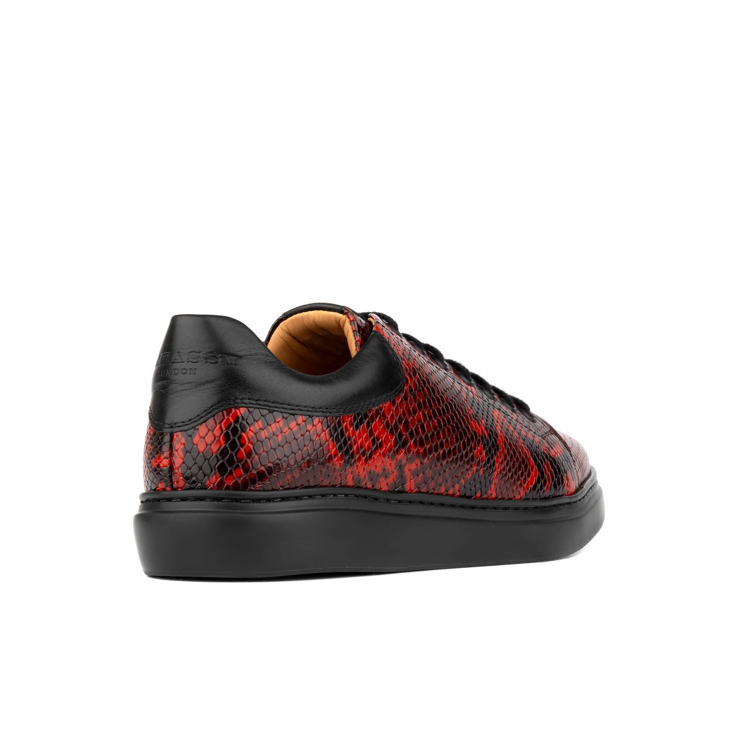Sun City - Red Snake - Men's Leather Snakeskin Trainer