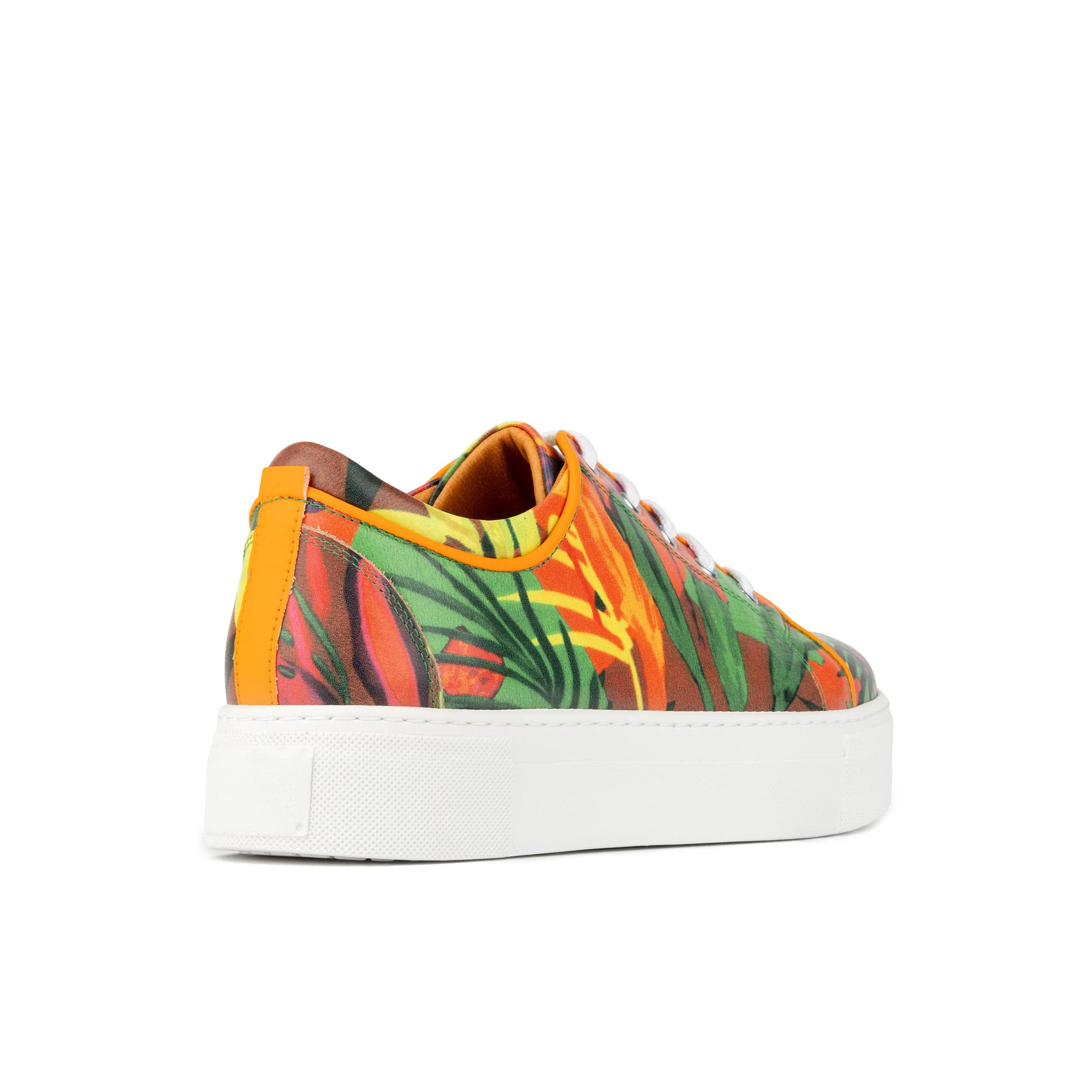 Camila - Tropical - Women's platform sole leather lace-up trainer
