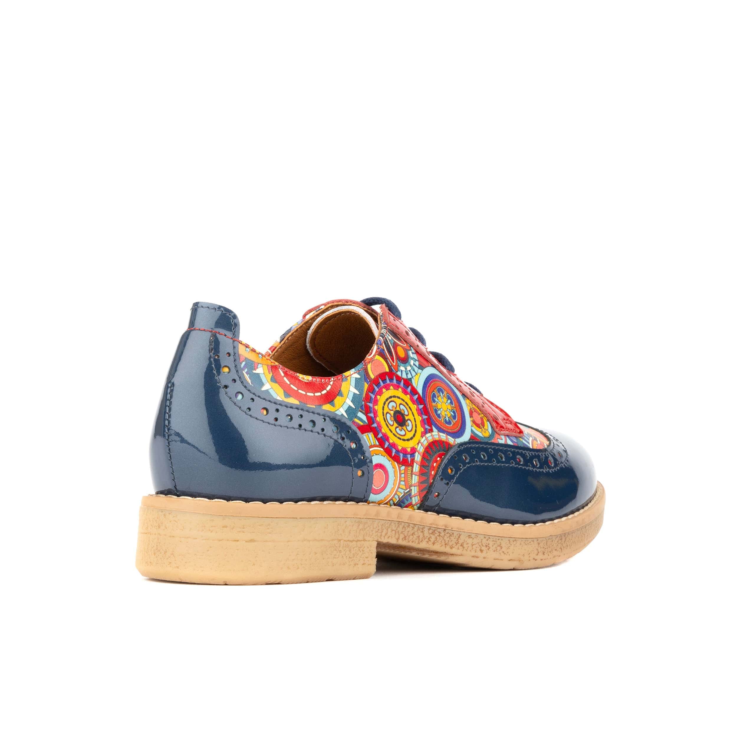 The Artist - Navy Multi - Women's leather lace-up shoe with brogue detailing