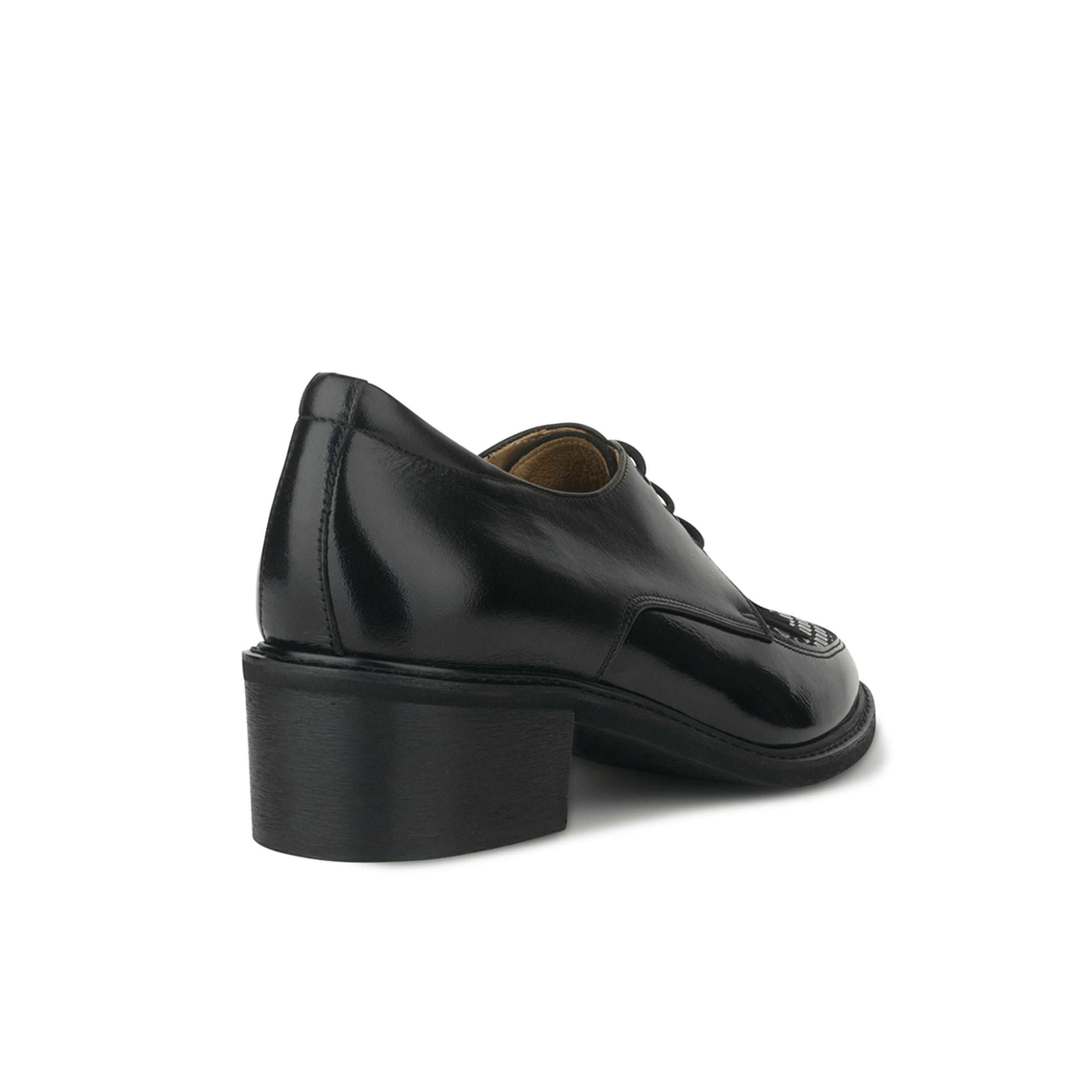 Retro Tone - Black & Grey Diamond - Women's leather lace-up with signature kiltie detail