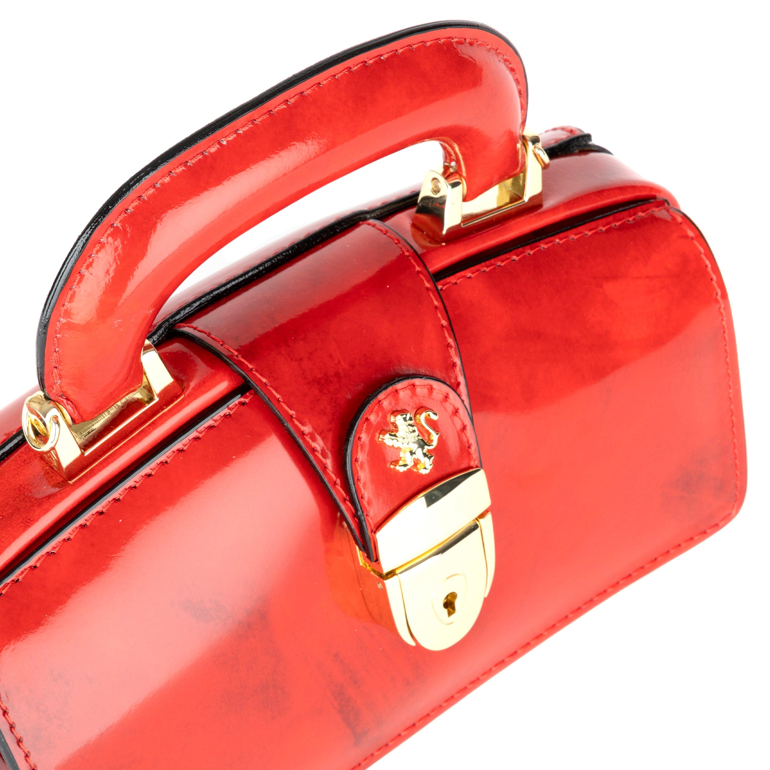Gazelle Mini - Red - Women's mini patent bowling bag with handle and strap