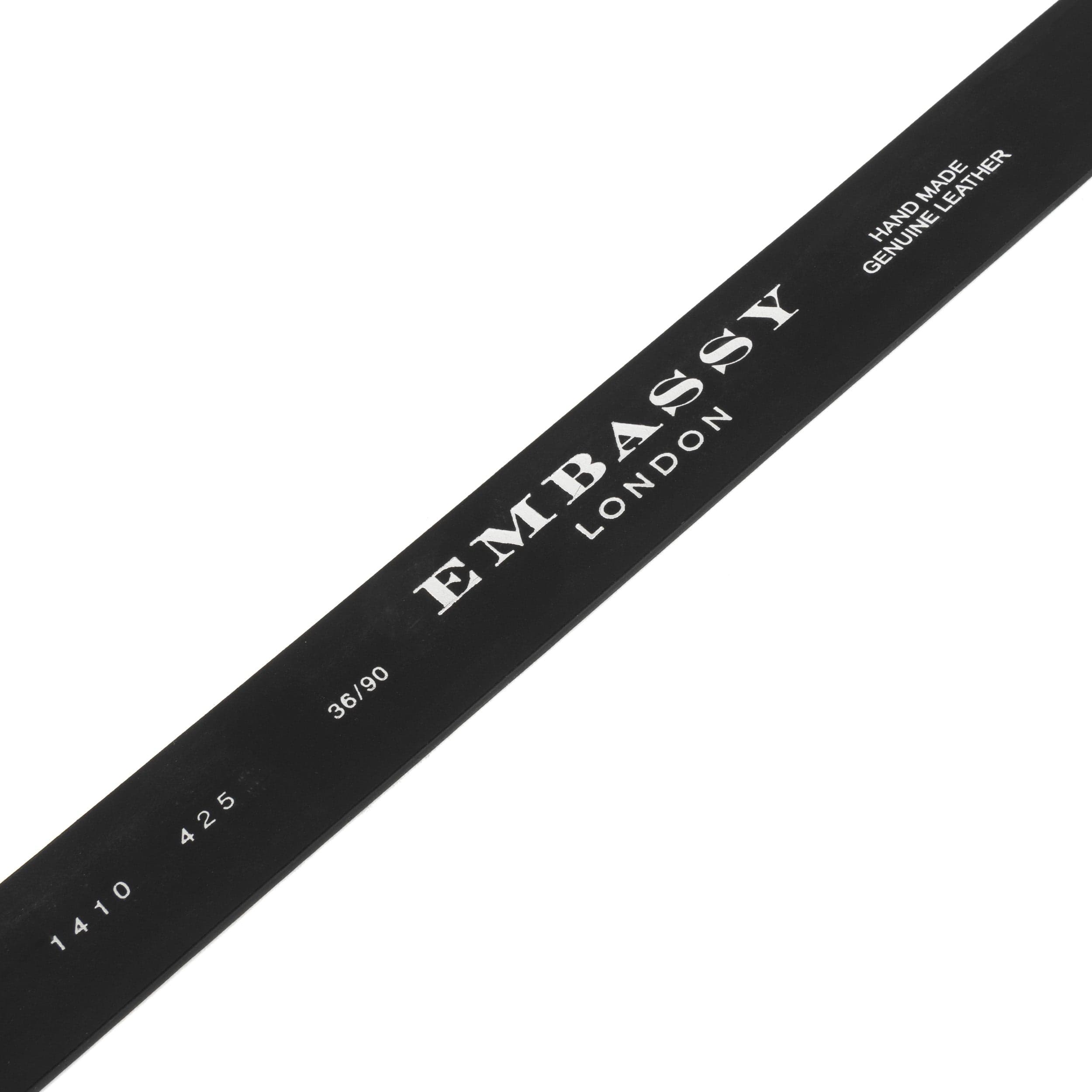 Scott - Black Shine - Men's smooth full-grain black leather belt with broguing