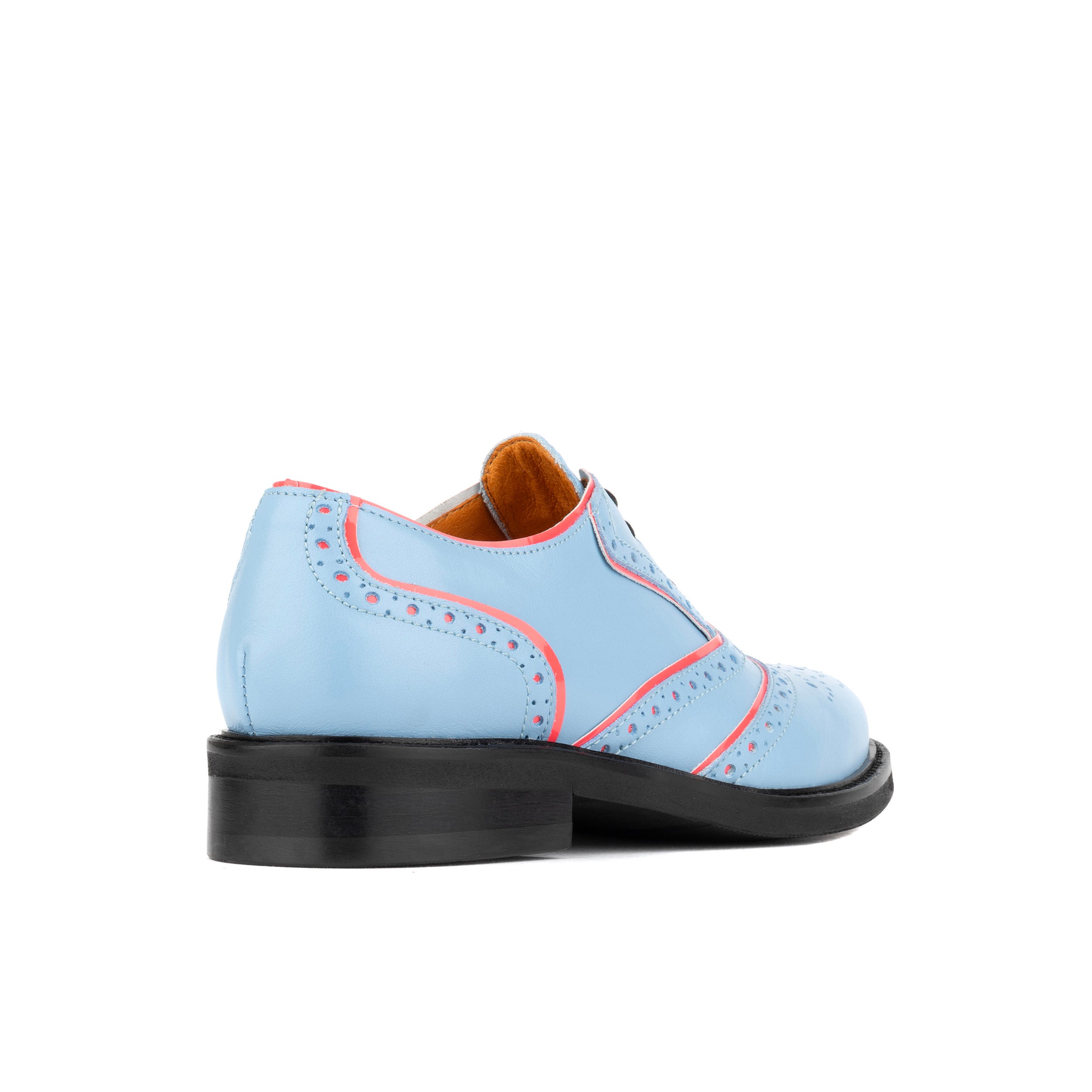 BRICK LANE LIGHT BLUE - Women's leather oxford shoe with decorative brogue details