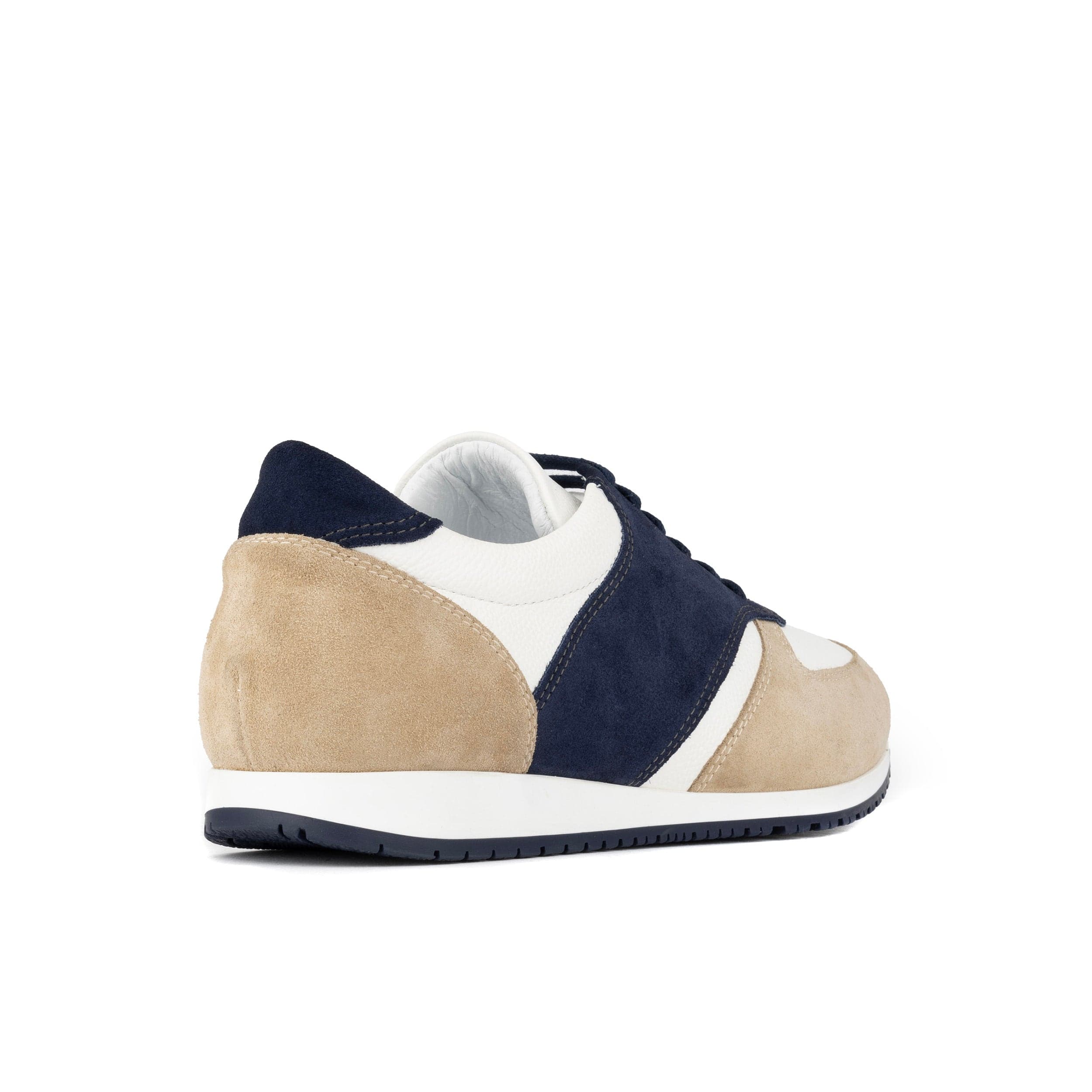 San Francisco - Navy & White & Cream - Men's lace-up leather & suede trainer