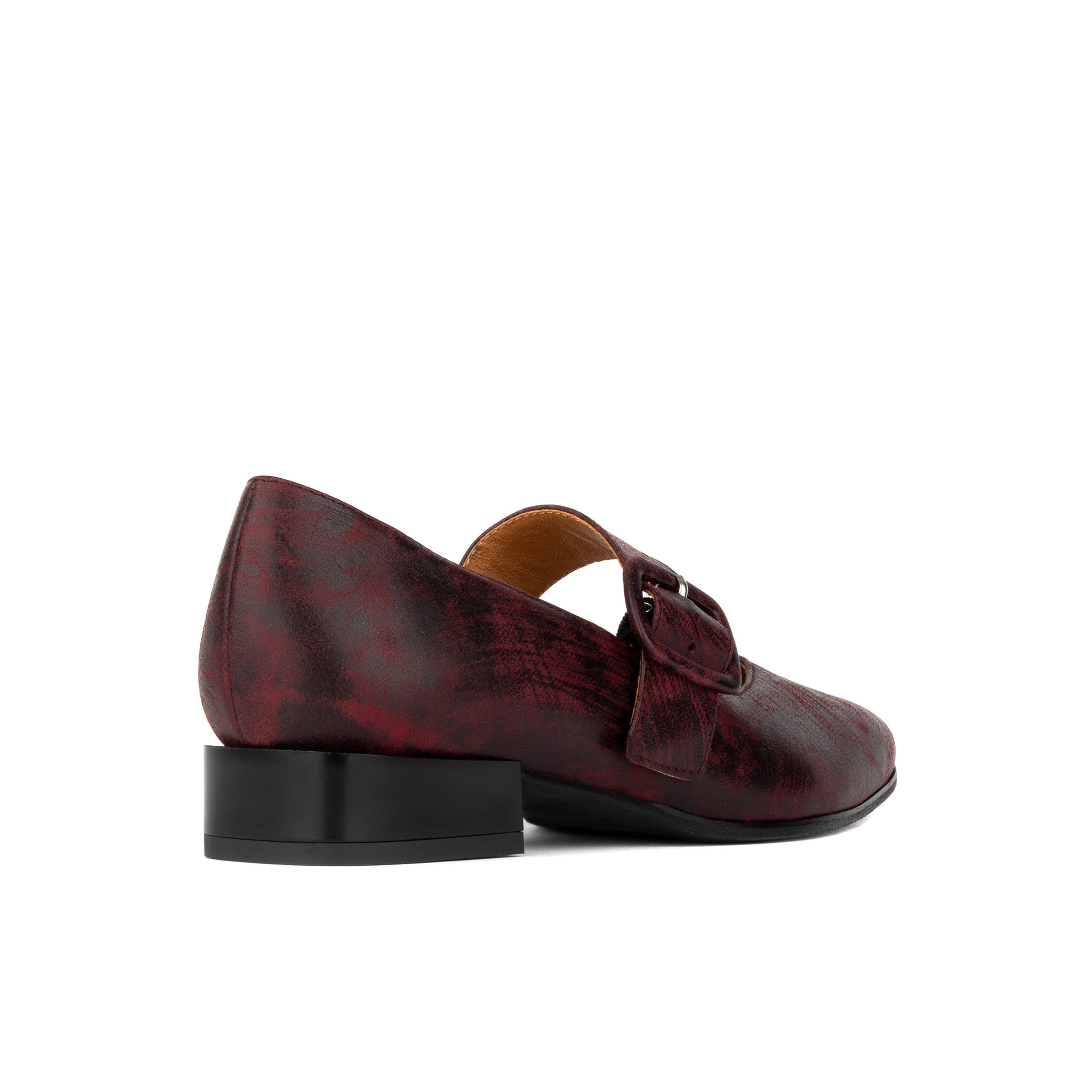 Bliss - Burgundy - Women's block heel square toe patent leather Mary-Jane