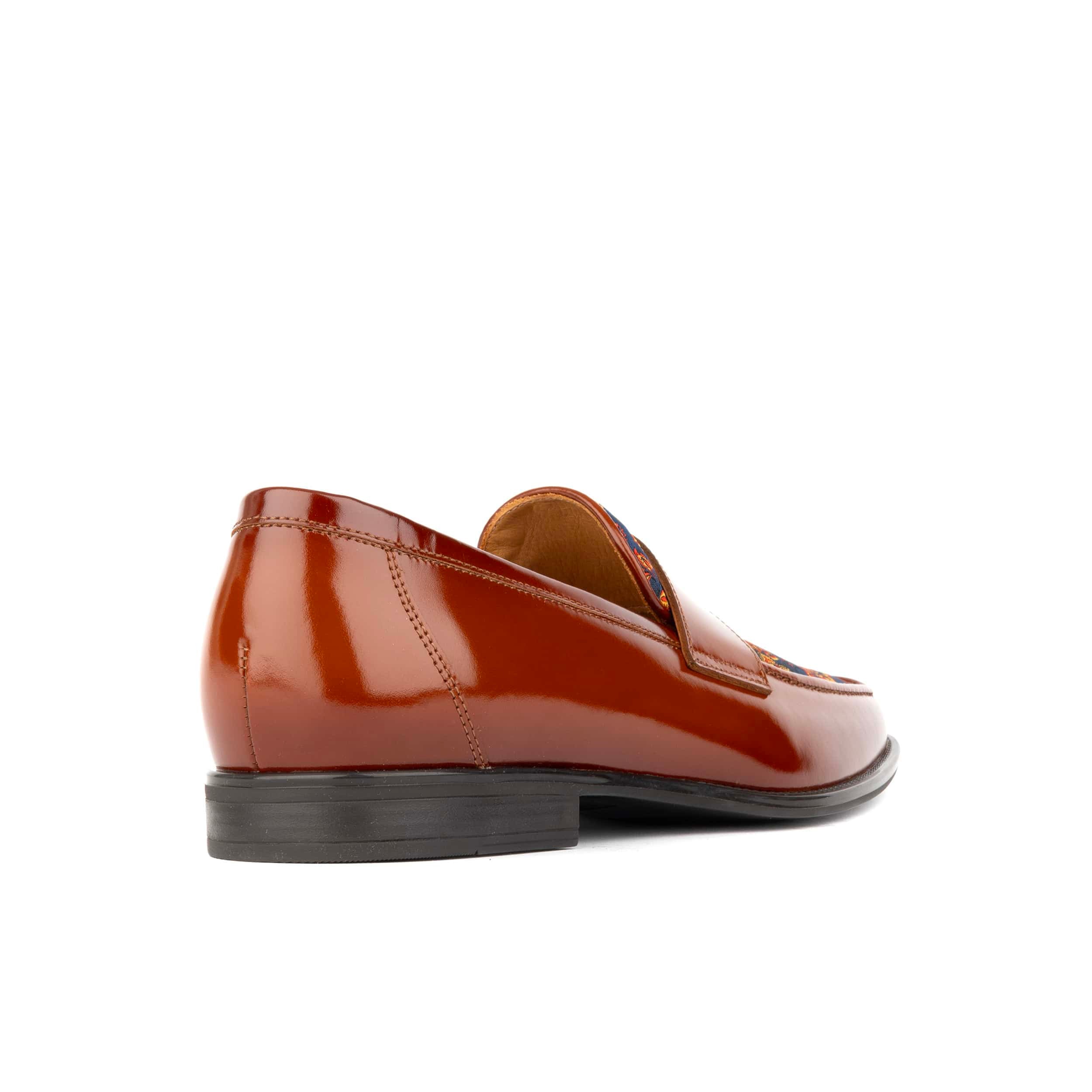 Henry - Tan & Blue Flower - Men's Leather Loafer