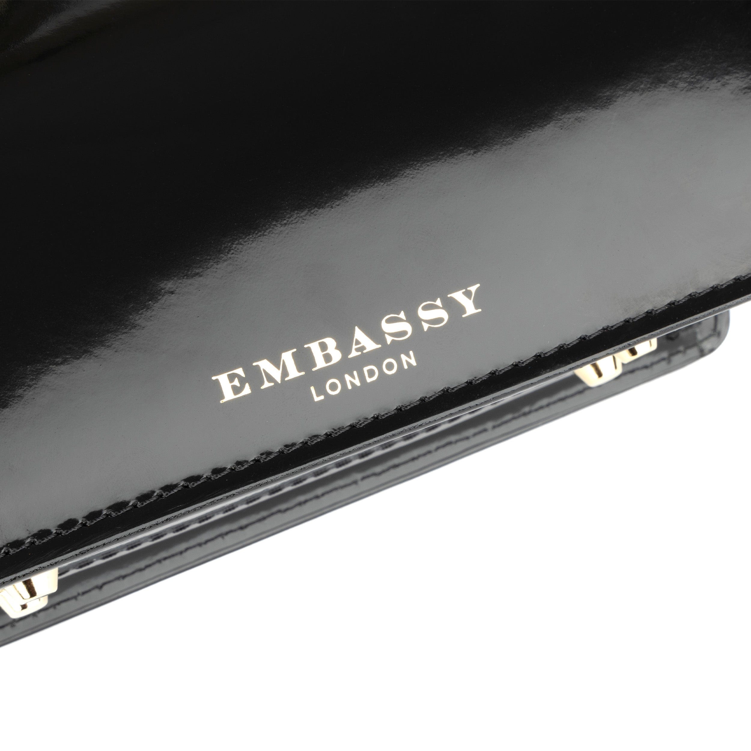 Gazelle Mini - Gold & Black - Women’s mini patent leather top handle & crossbody bag