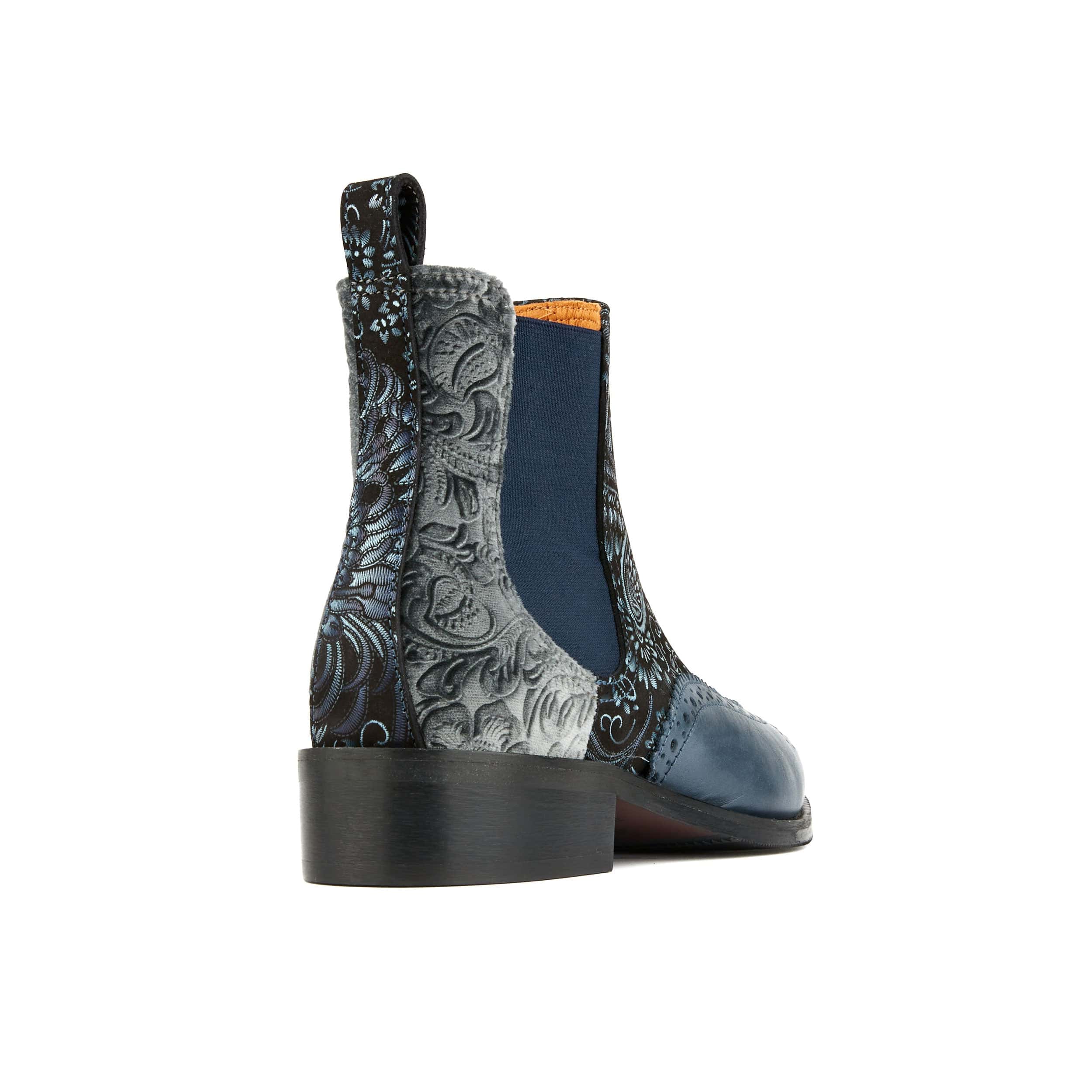 Mamacita - Silver Blue - Women's almond toe chelsea boot with wingtip brogue detail
