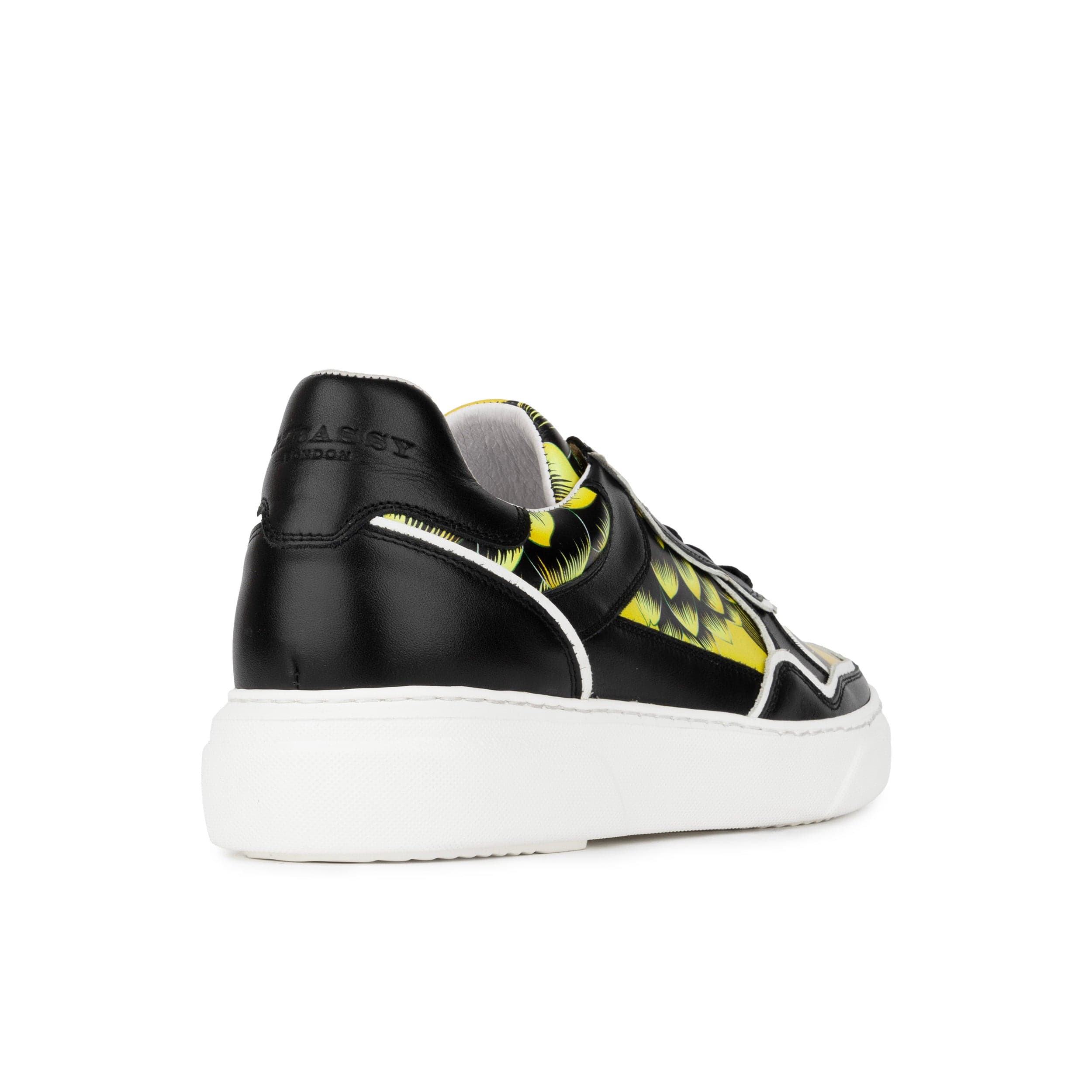 Ecstatic - Yellow Flowers - Men's Leather low top white sole Italian leather trainer