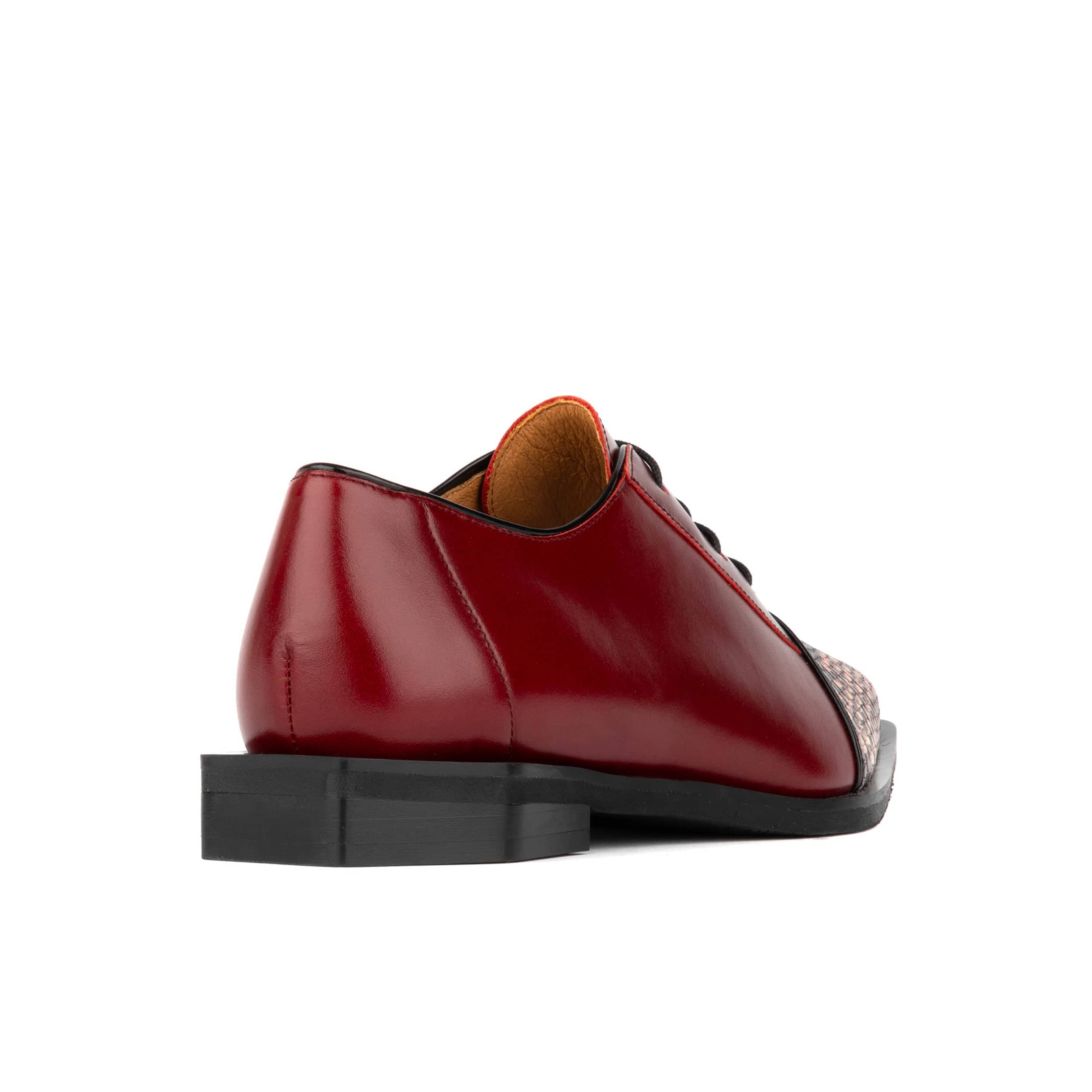 Sloan - Red - Women's Leather Oxford with Snakeskin toe