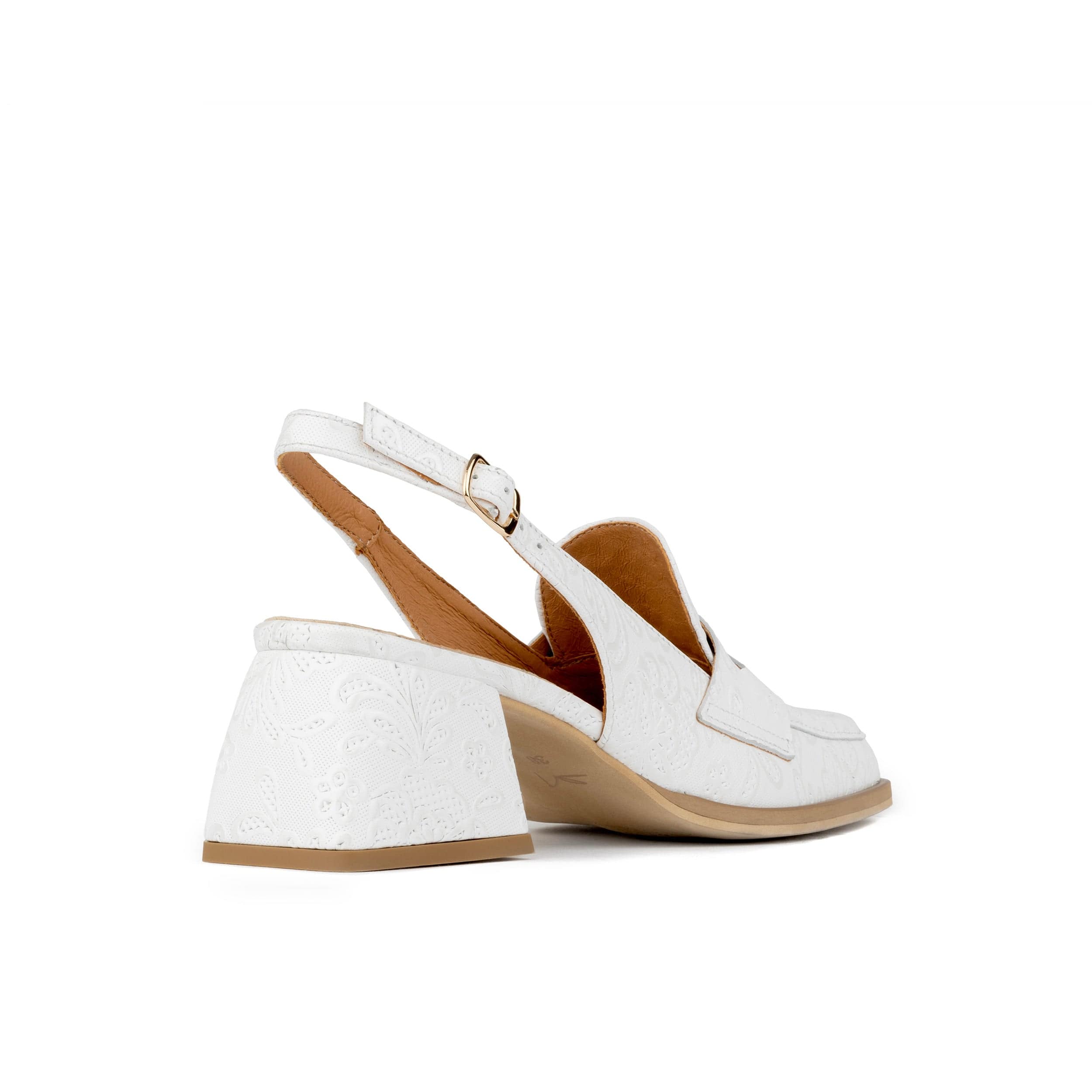Diana - Wedding White - Women's block heel slingback leather pump