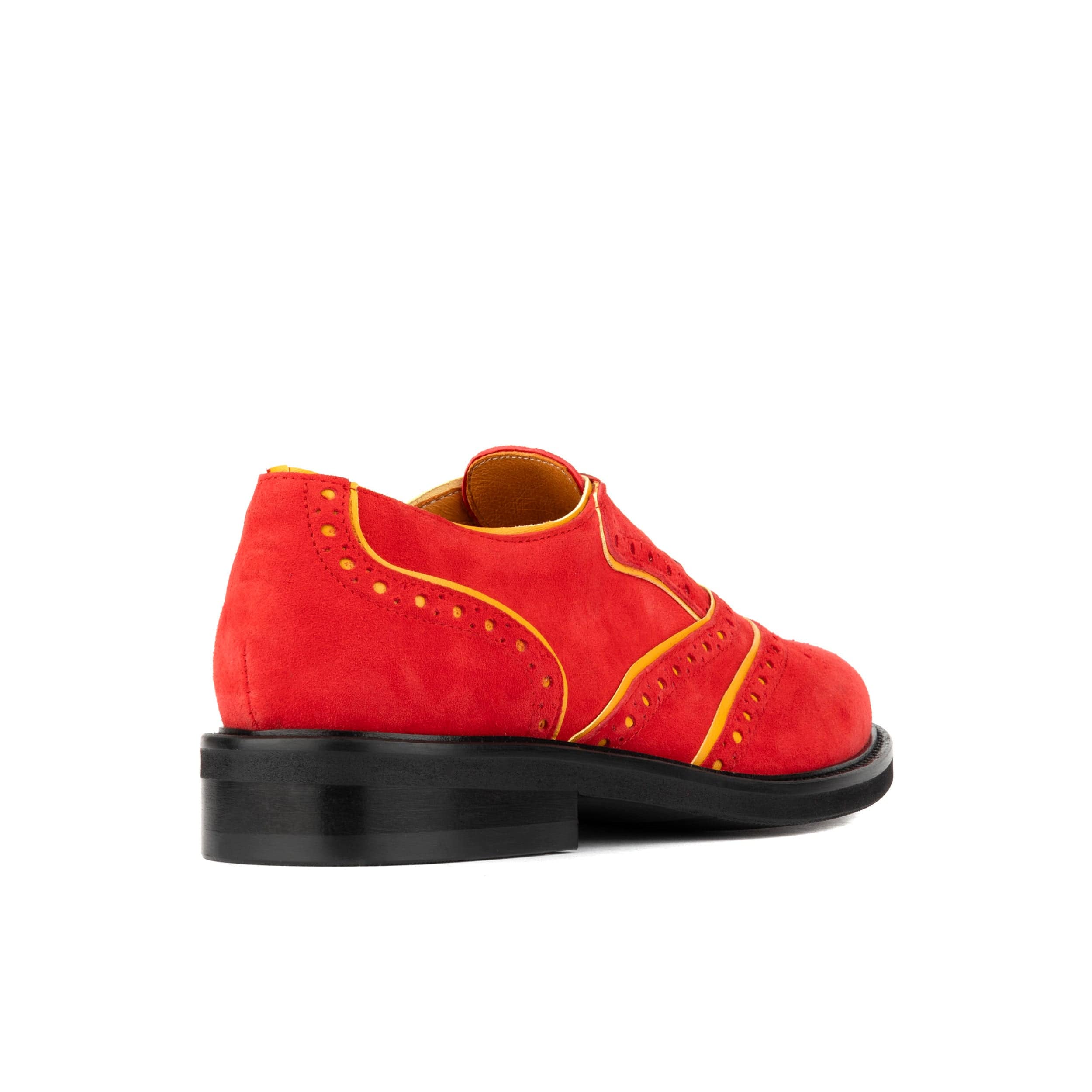Brick Lane - Red & Yellow - Women's contrast leather lace-up brogue