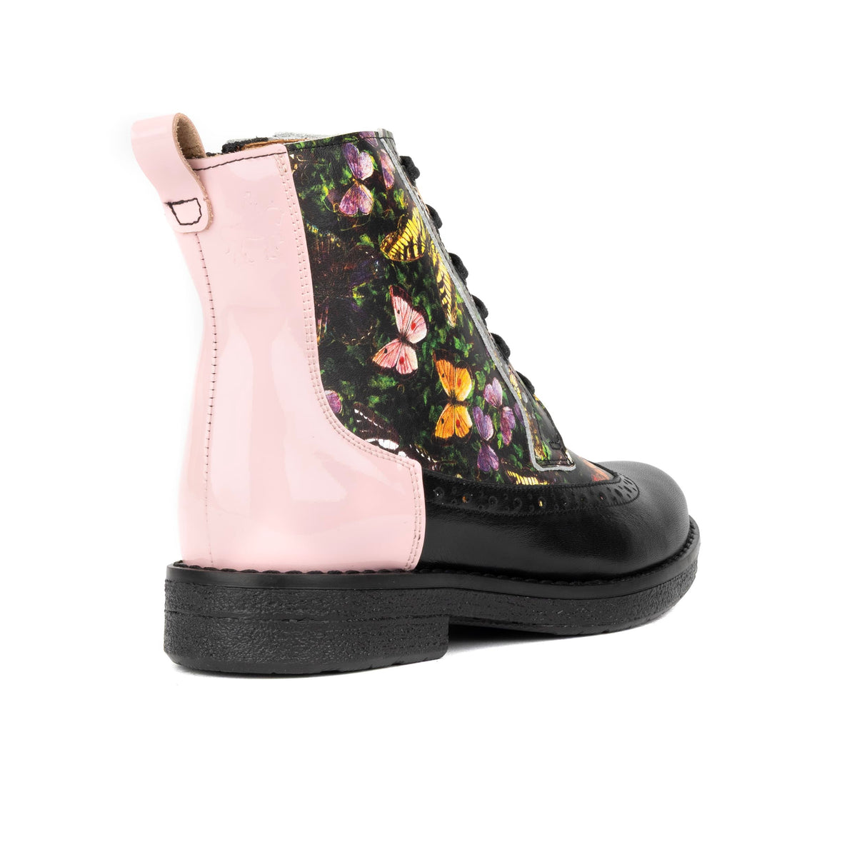 Hatter - Pink & Butterfly - Women's Leather Ankle Lace-up Boot