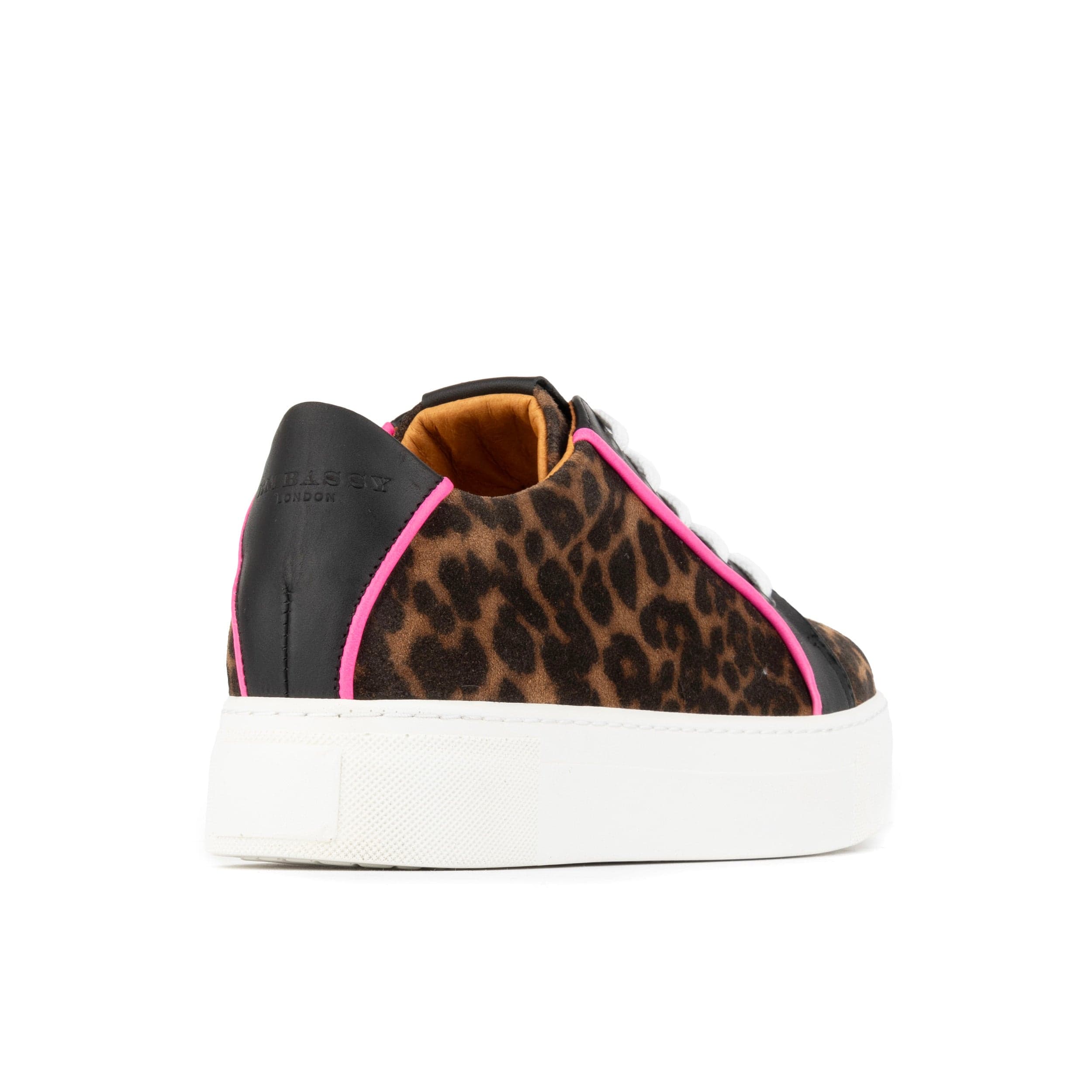 Camila - Leopard - Women's platform sole leather lace-up trainer