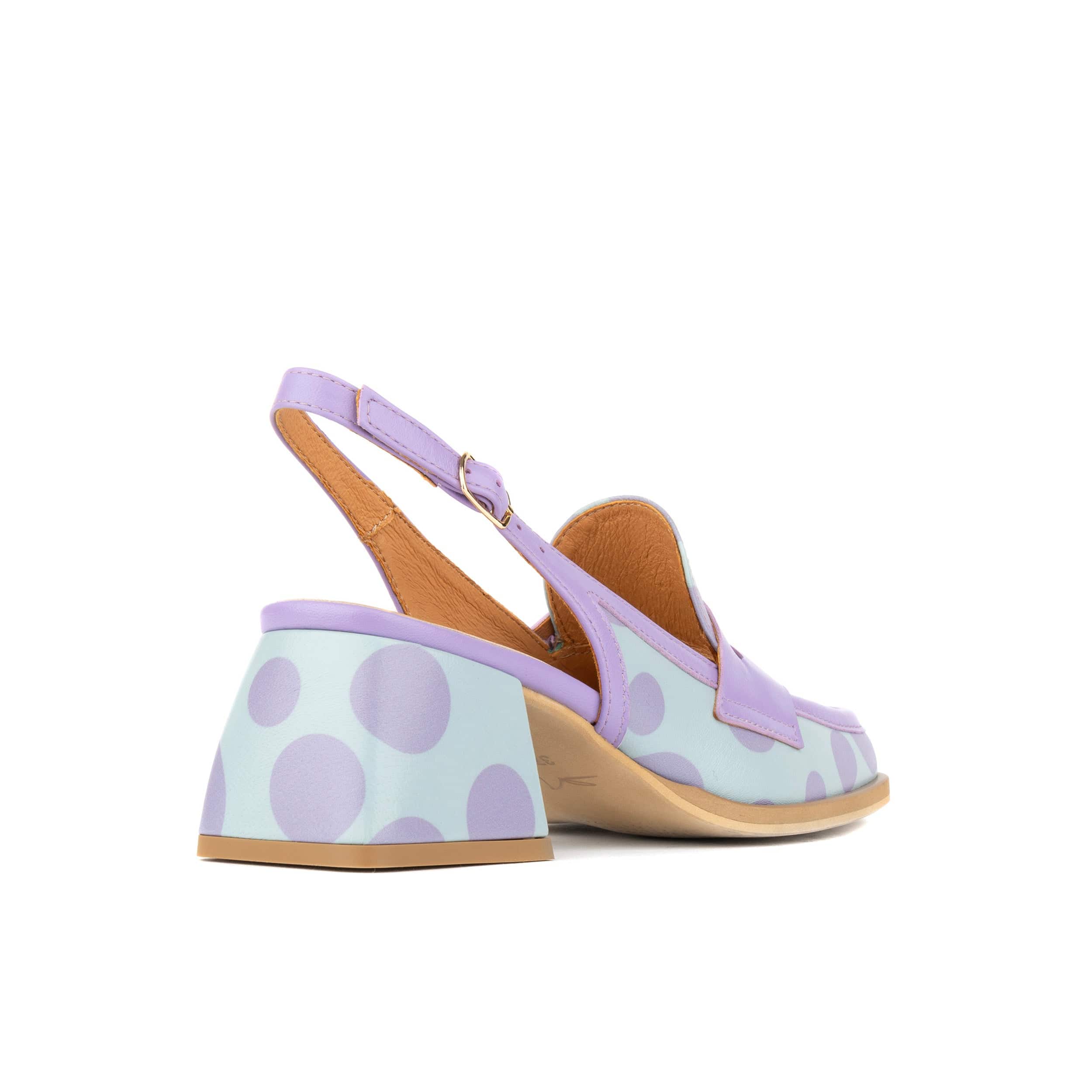Diana - Pastel Polka Dot - Women's block heel slingback leather pump