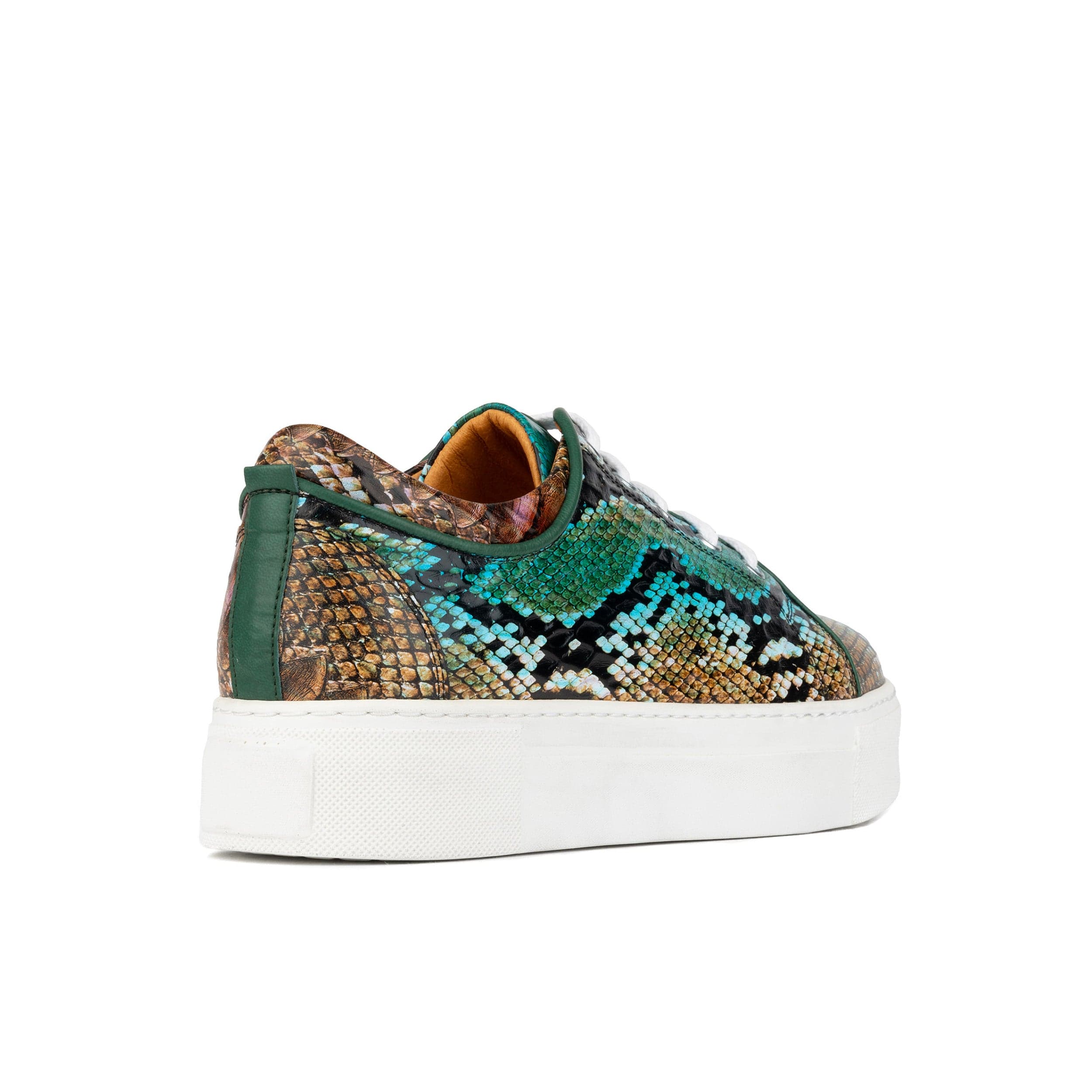 Camila - Green & Brown Snake - Women’s Chunky Leather Platform Trainer
