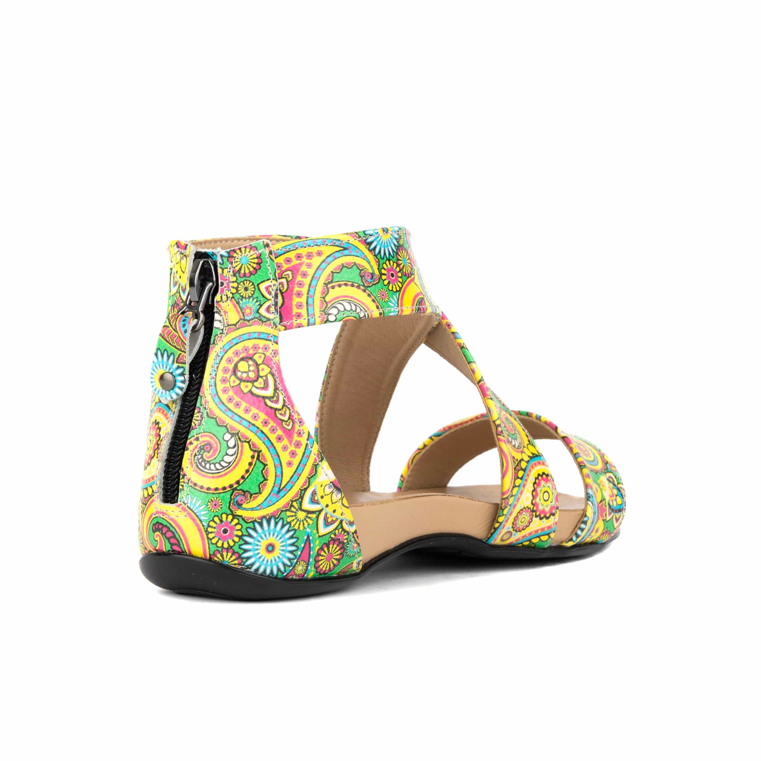 Isabella - Festival Green - Women's cross strap sandal with covered zip-up heel