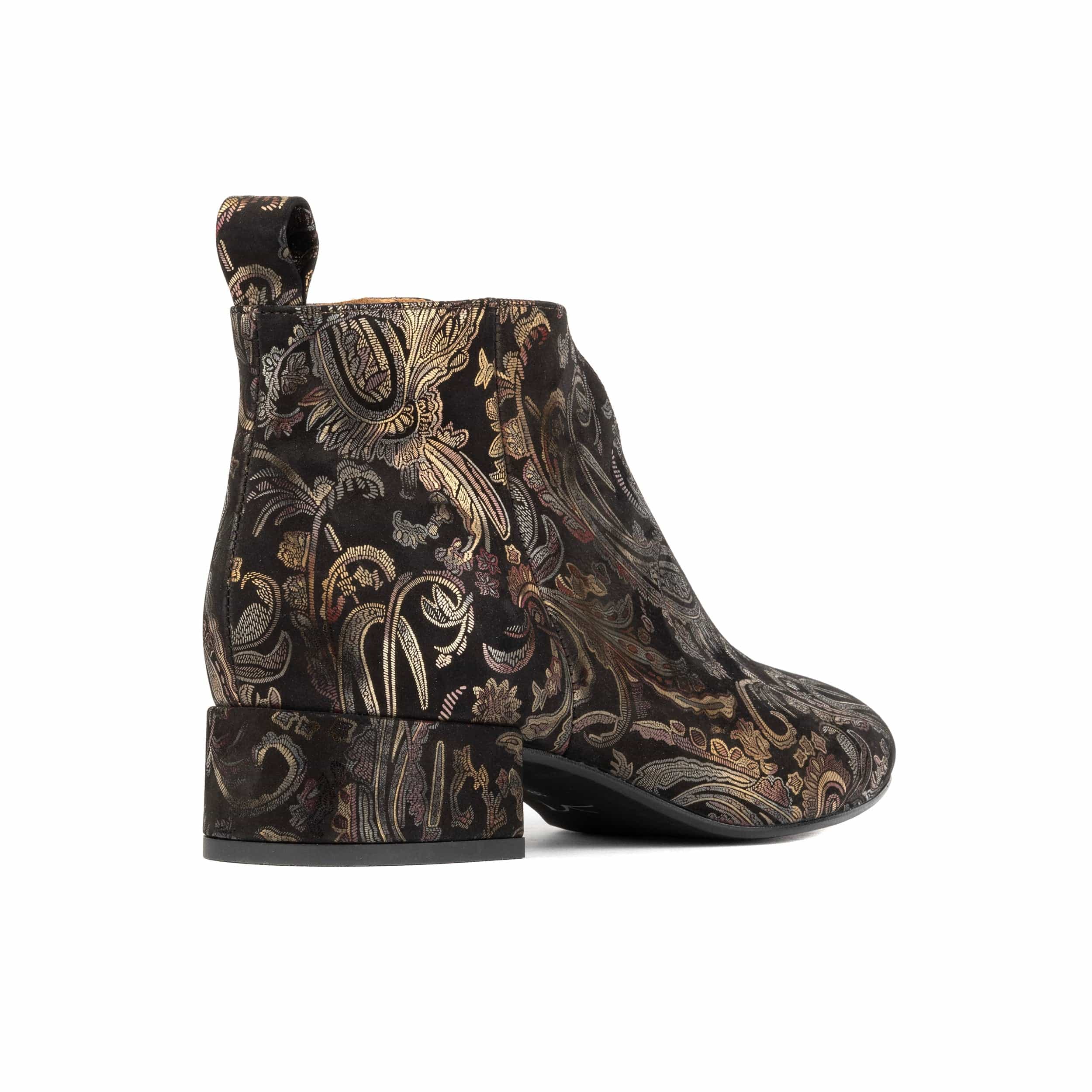 Iris - Black & Gold & Burgundy - Women's leather ankle boot with soft insoles