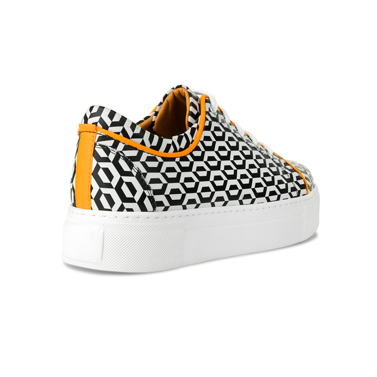 Camila - Orange & Hexa Print - Women’s Chunky Leather Platform Trainer