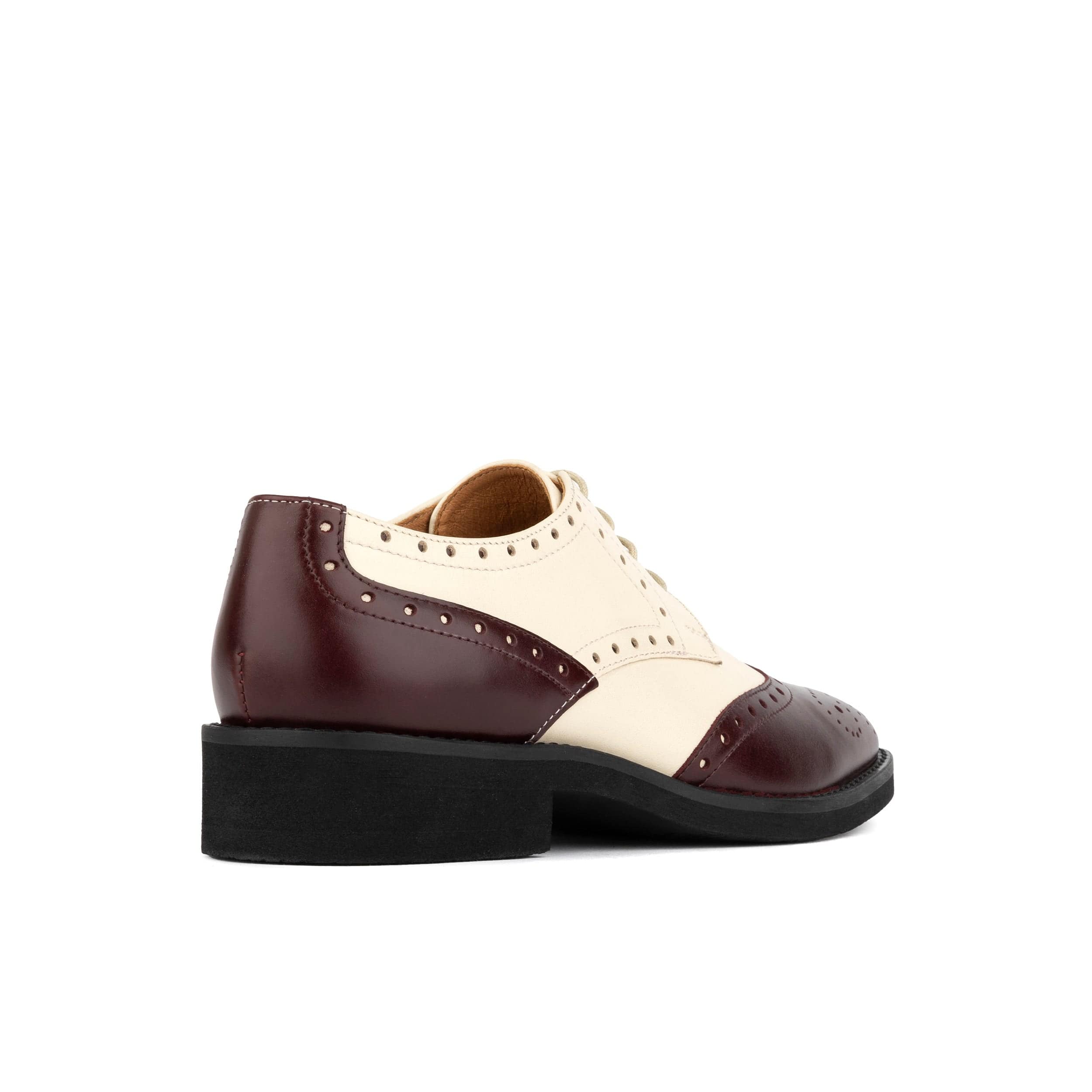 Eton - Burgundy & Cream - Women's square toe leather lace-up